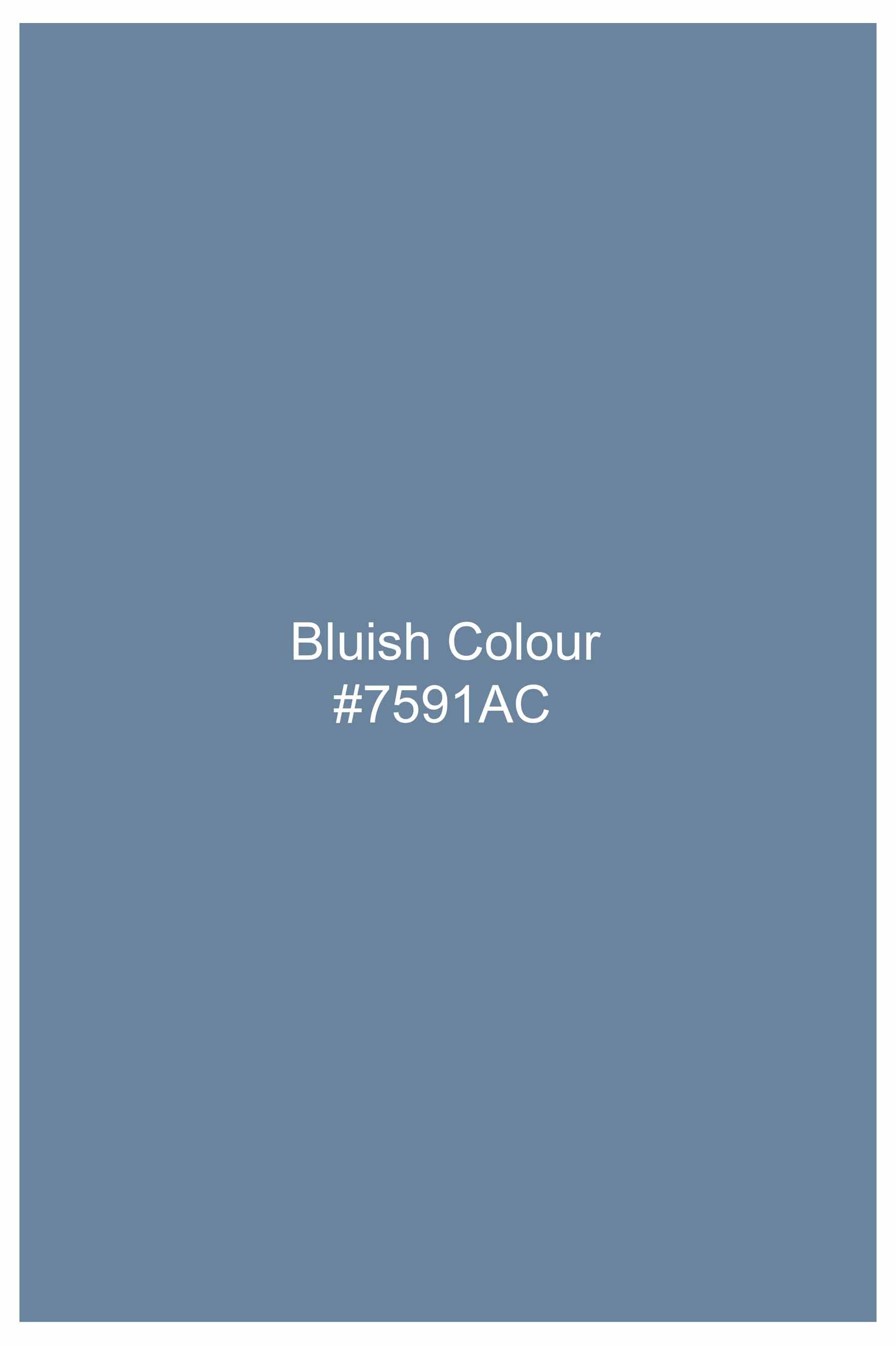 Bluish Subtle Sheen Super Soft Premium Cotton Mandarin Shirt