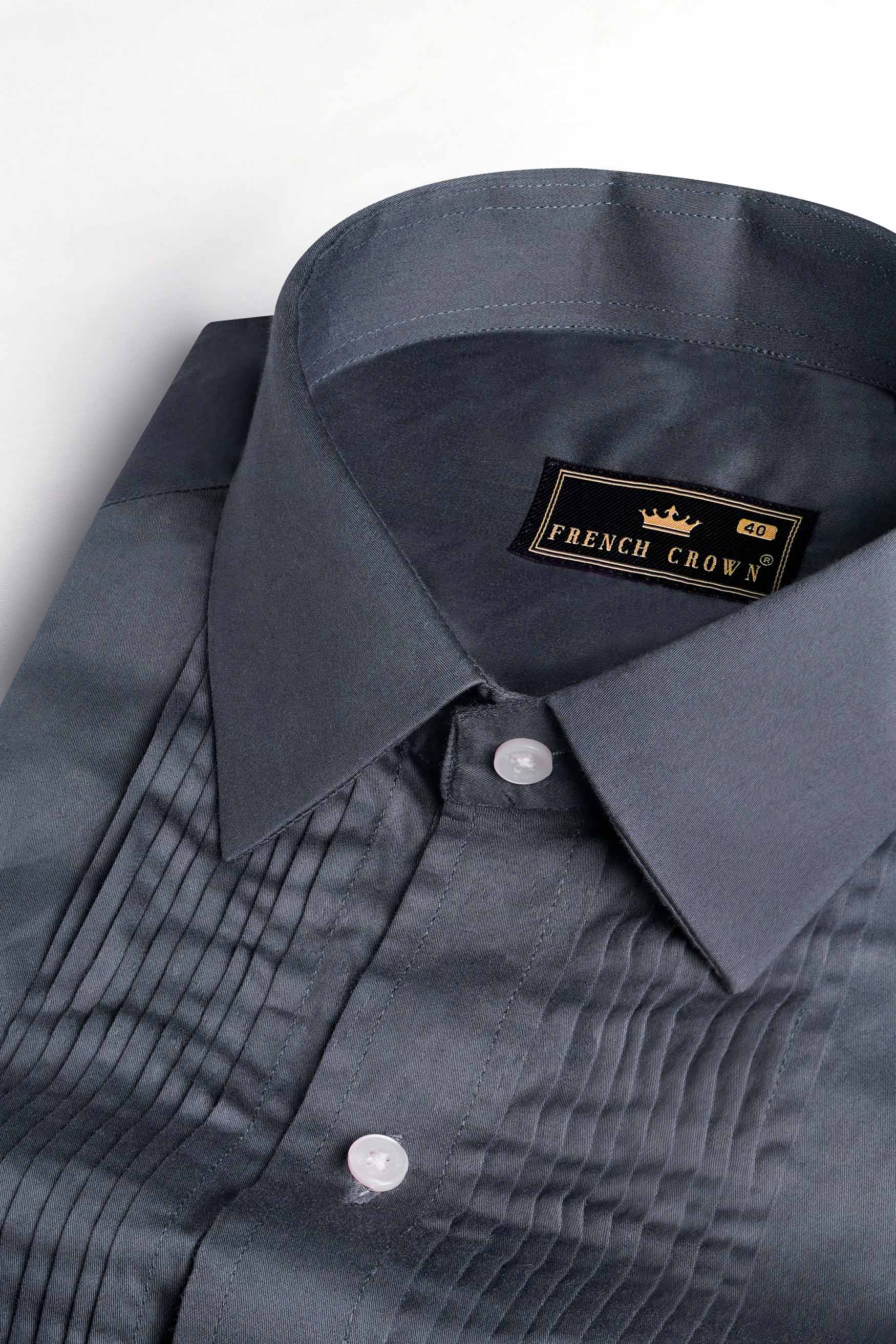 Mulled Gray Subtle Sheen Super Soft Premium Cotton Tuxedo Shirt