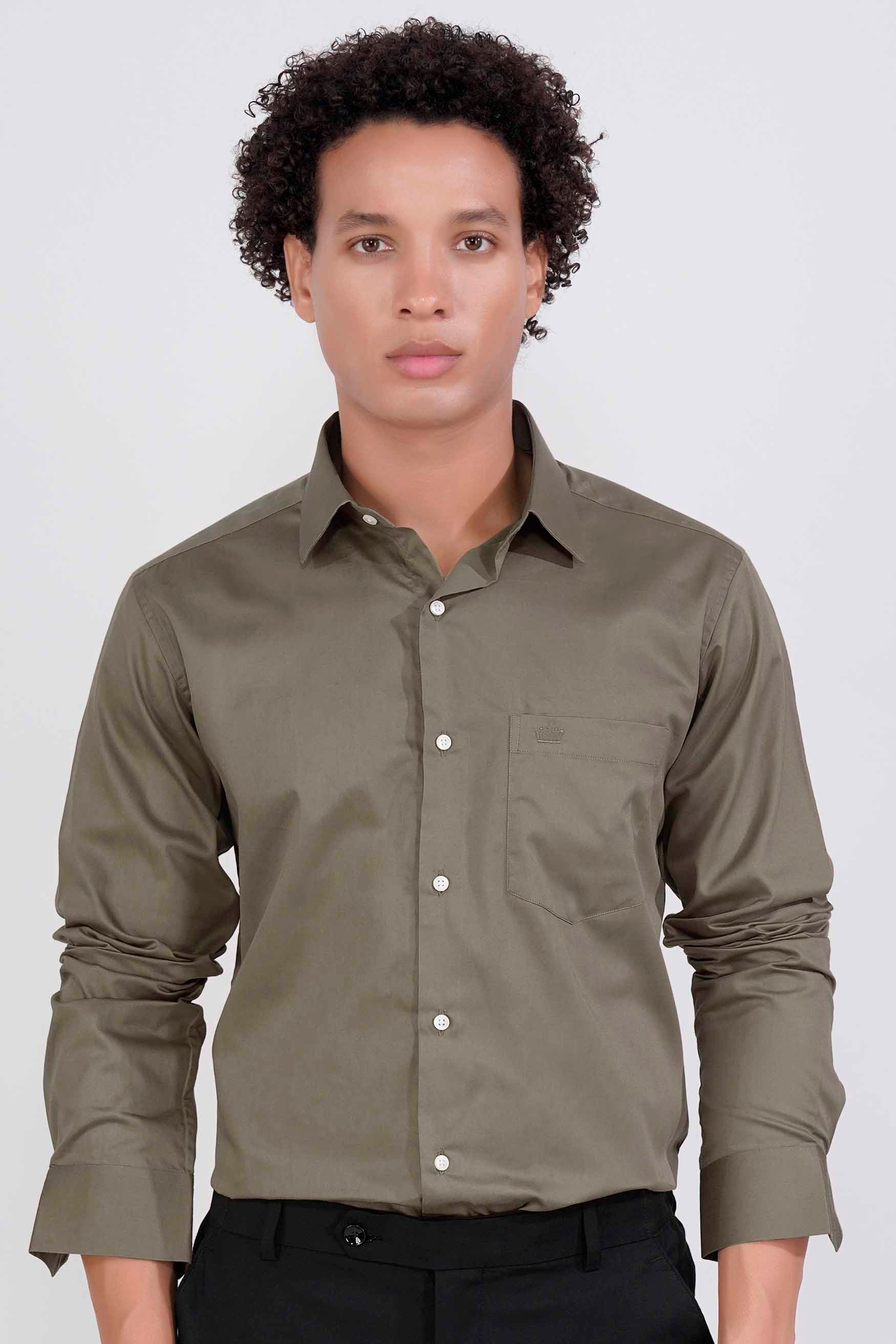 Sandstone Brown Subtle Sheen Super Soft Premium Cotton Shirt