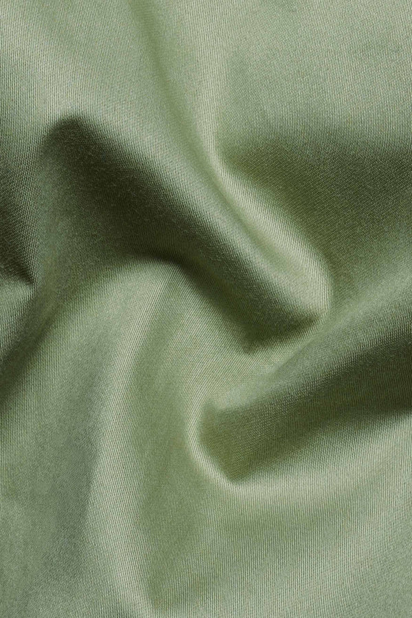 Pale Oyster Green Subtle Sheen Super Soft Premium Cotton Mandarin Shirt