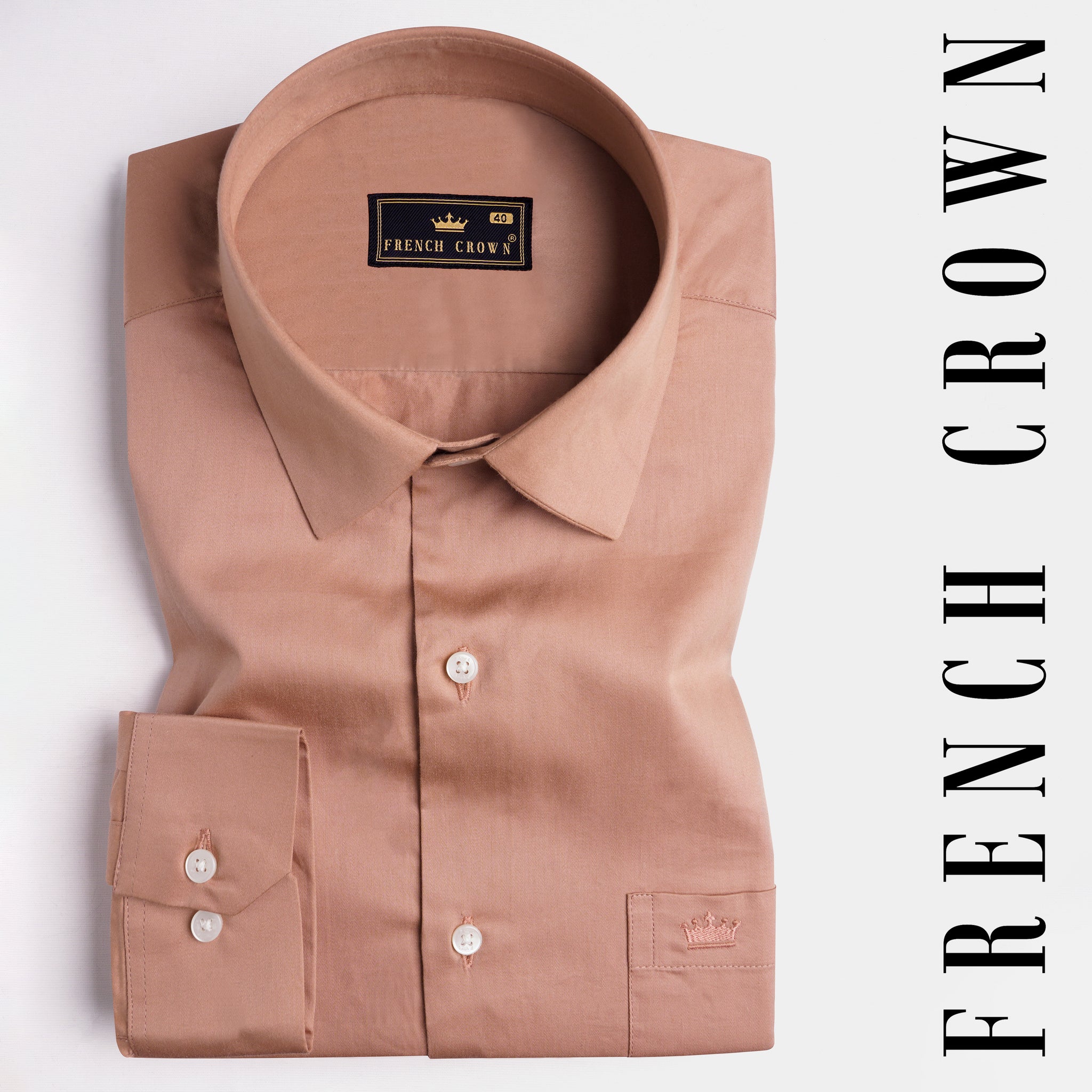 Sandrift Peach Formal PlainSolid Premium Cotton Shirt For Men