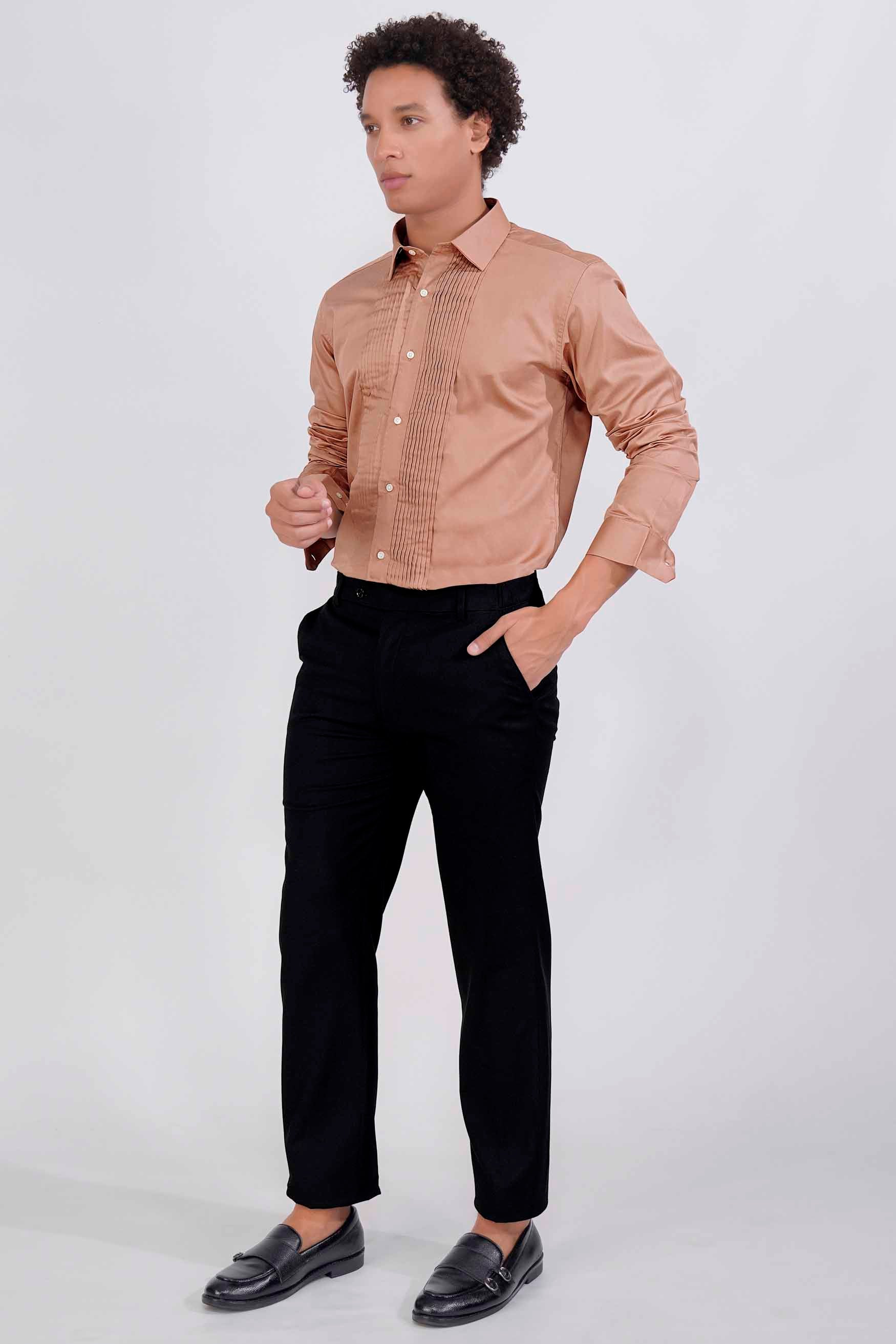 Sandrift Peach Subtle Sheen Super Soft Premium Cotton Tuxedo Shirt