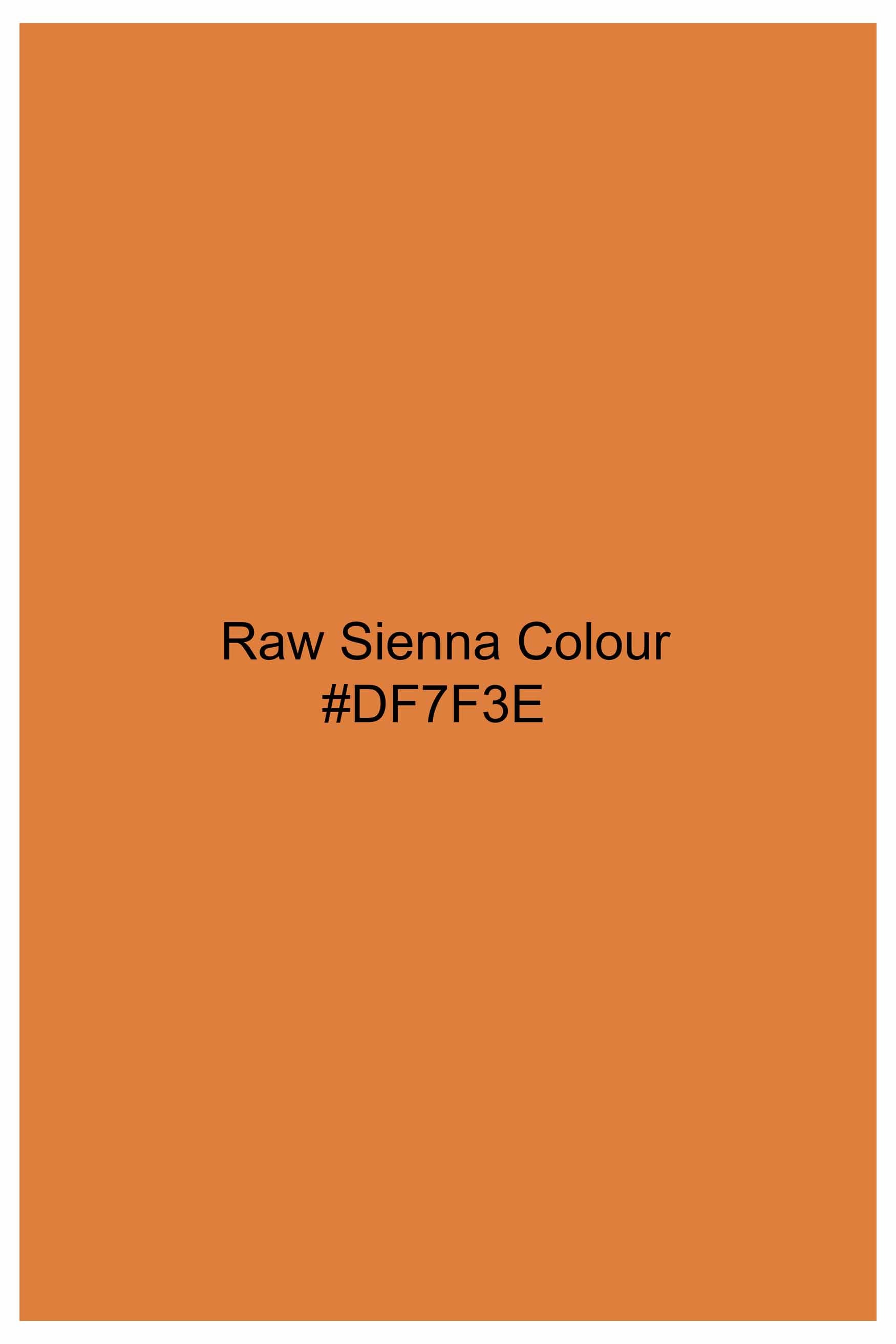 Raw Sienna Orange Subtle Sheen Super Soft Premium Cotton Mandarin Shirt