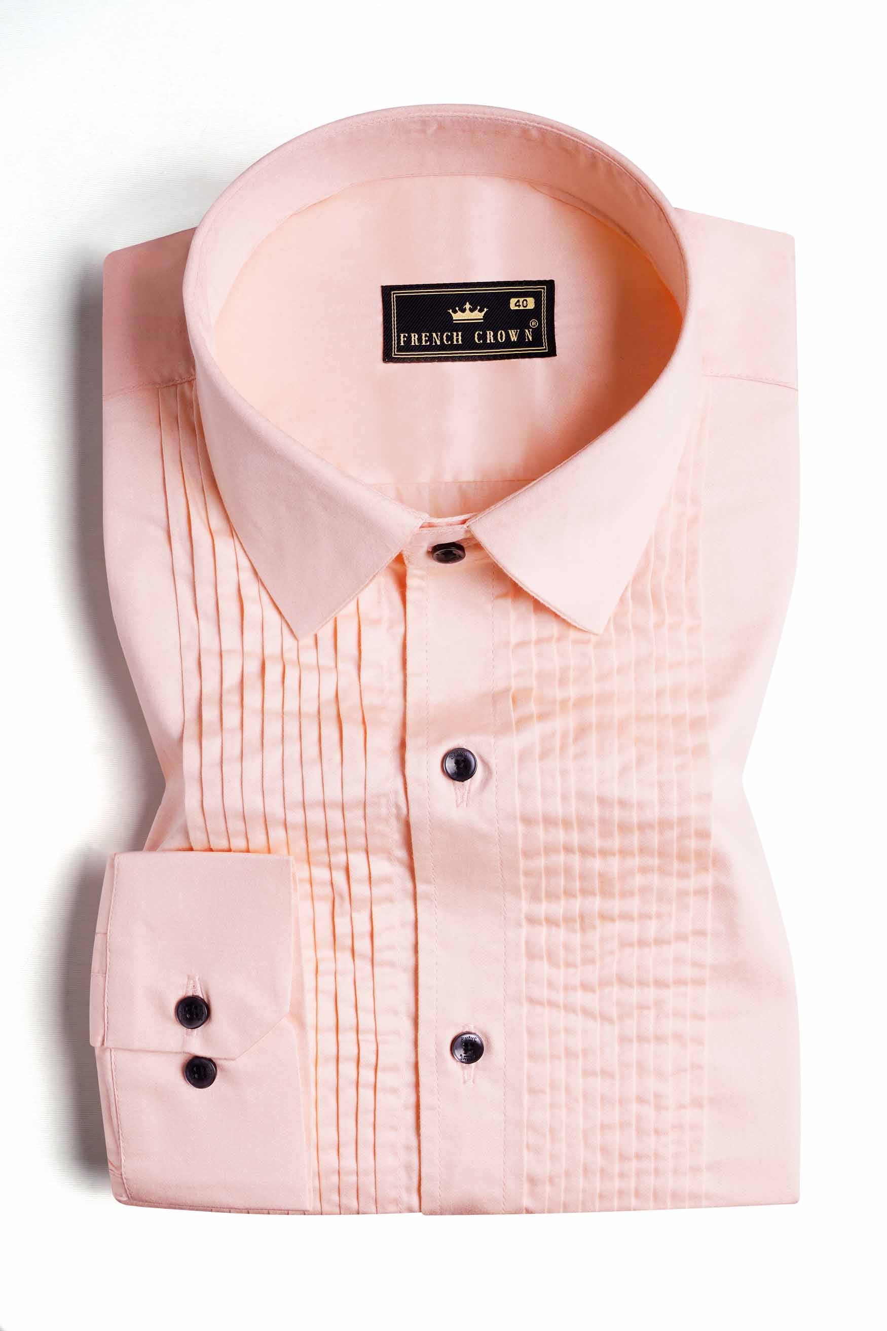 Oyster Pink Subtle Sheen Super Soft Premium Cotton Tuxedo Shirt