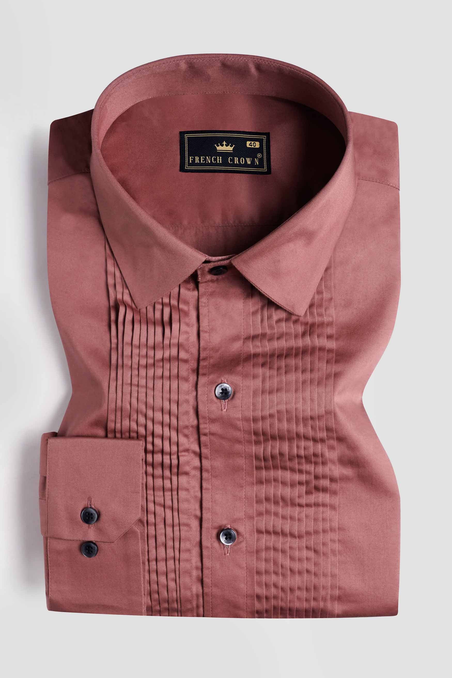 Coral Pink Subtle Sheen Super Soft Premium Cotton Tuxedo Shirt