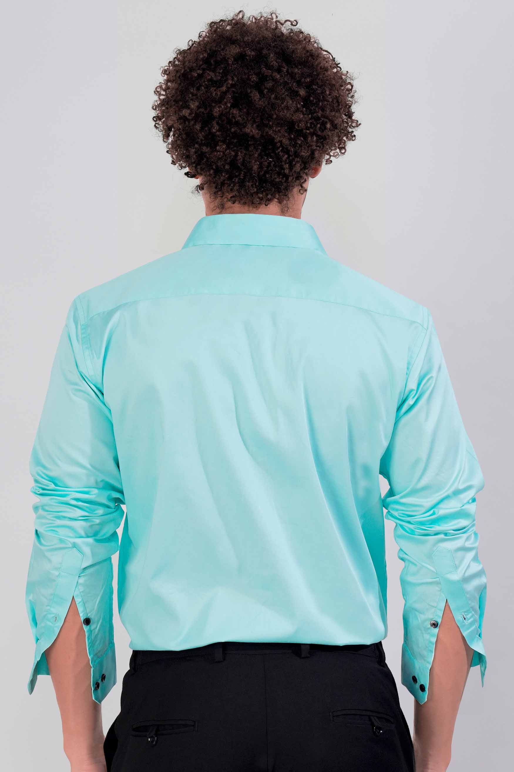 Mizuasagi Blue Subtle Sheen Super Soft Premium Cotton Shirt