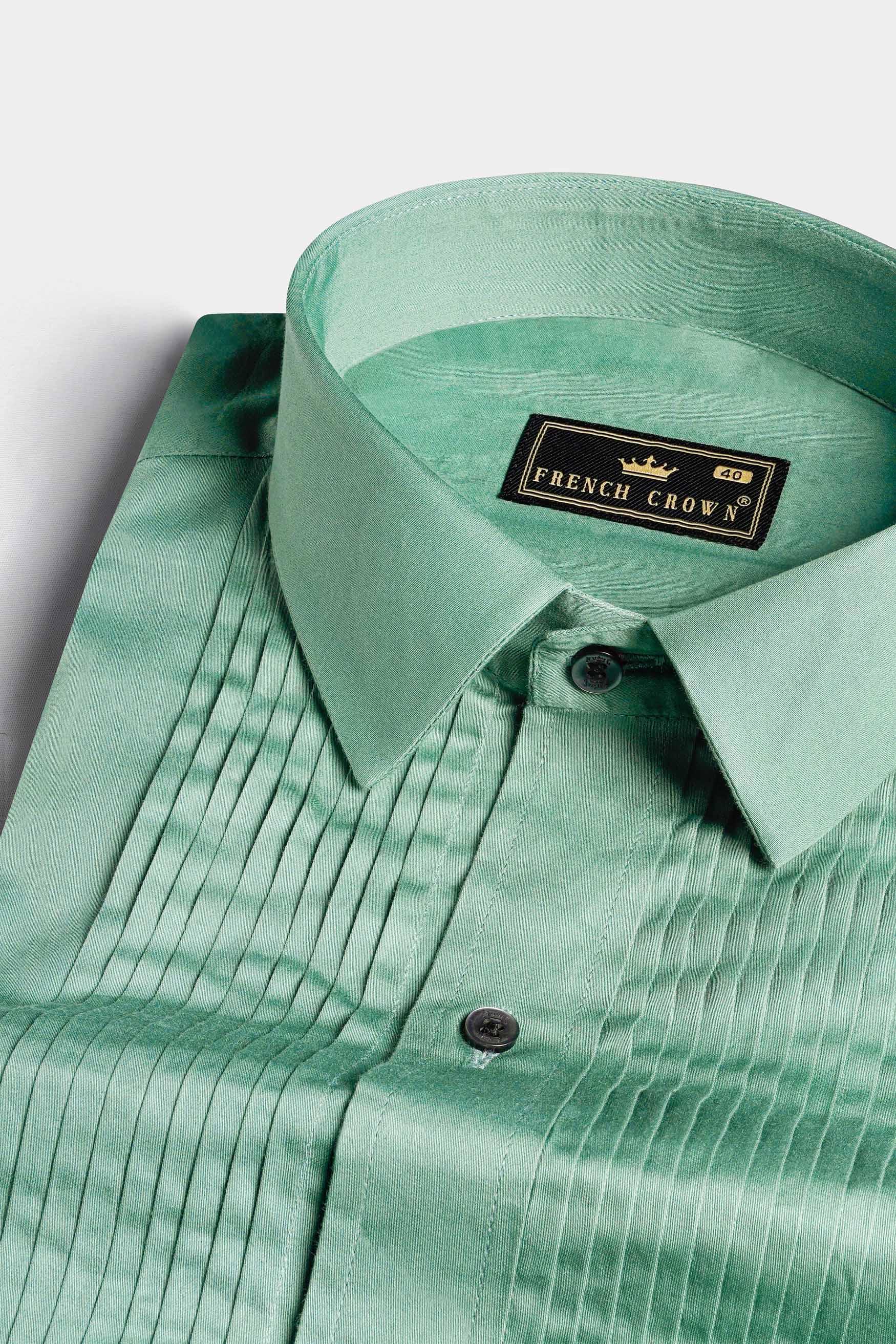 Oxley Green Subtle Sheen Super Soft Premium Cotton Tuxedo Shirt