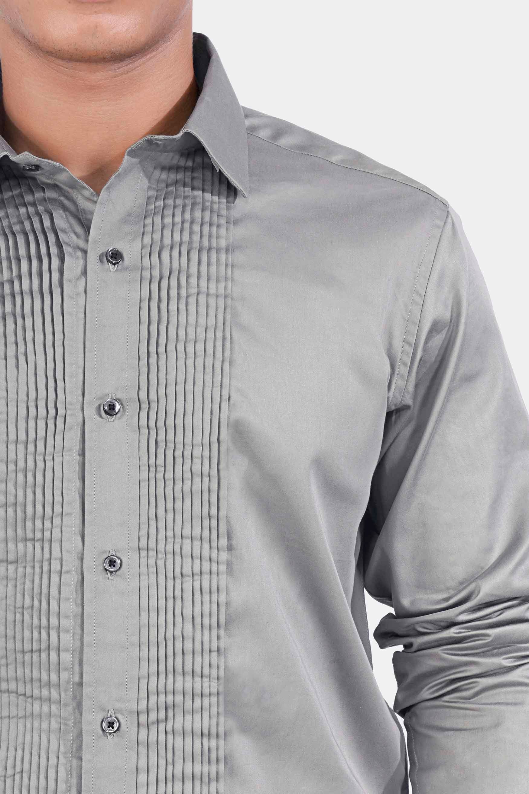 Chalice Gray Subtle Sheen Super Soft Premium Cotton Tuxedo Shirt