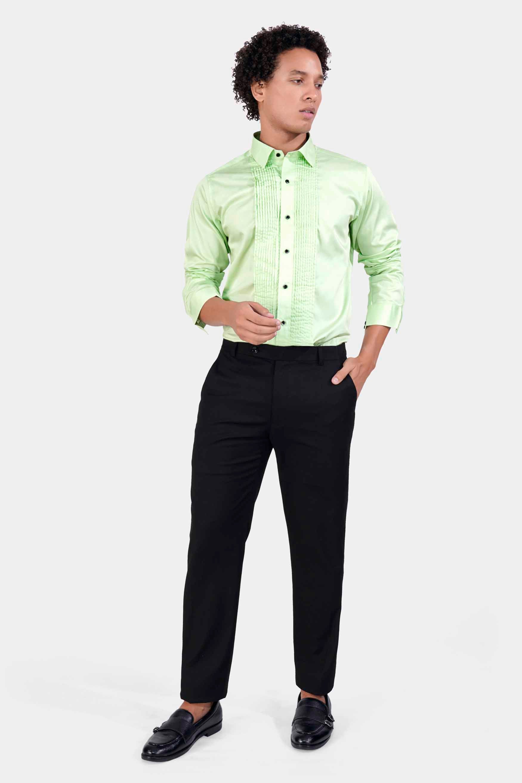 Sage Green Subtle Sheen Super Soft Premium Cotton Tuxedo Shirt