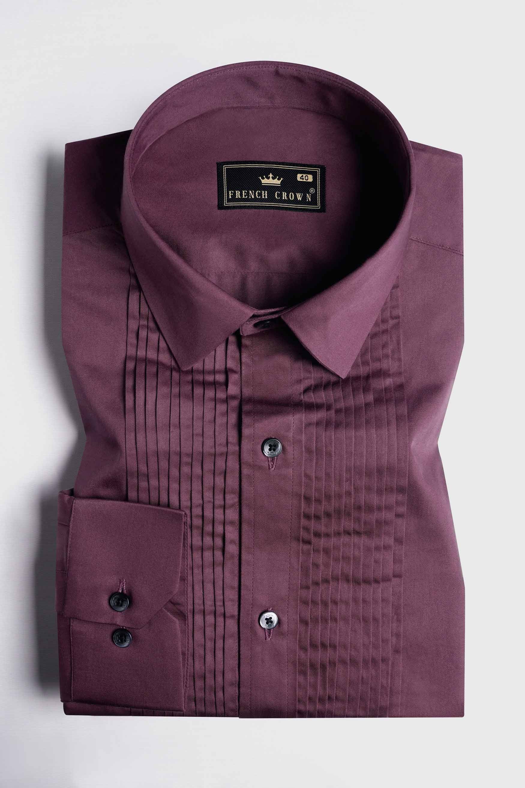 Matterhorn Maroon Subtle Sheen Super Soft Premium Cotton Tuxedo Shirt