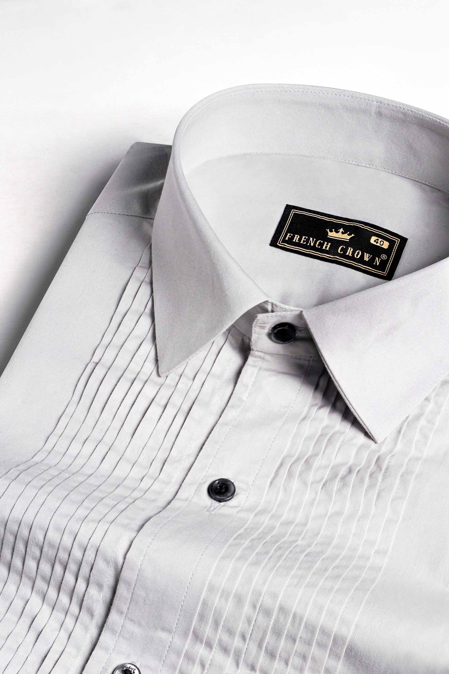Gainsboro Gray Subtle Sheen Super Soft Premium Cotton Tuxedo Shirt