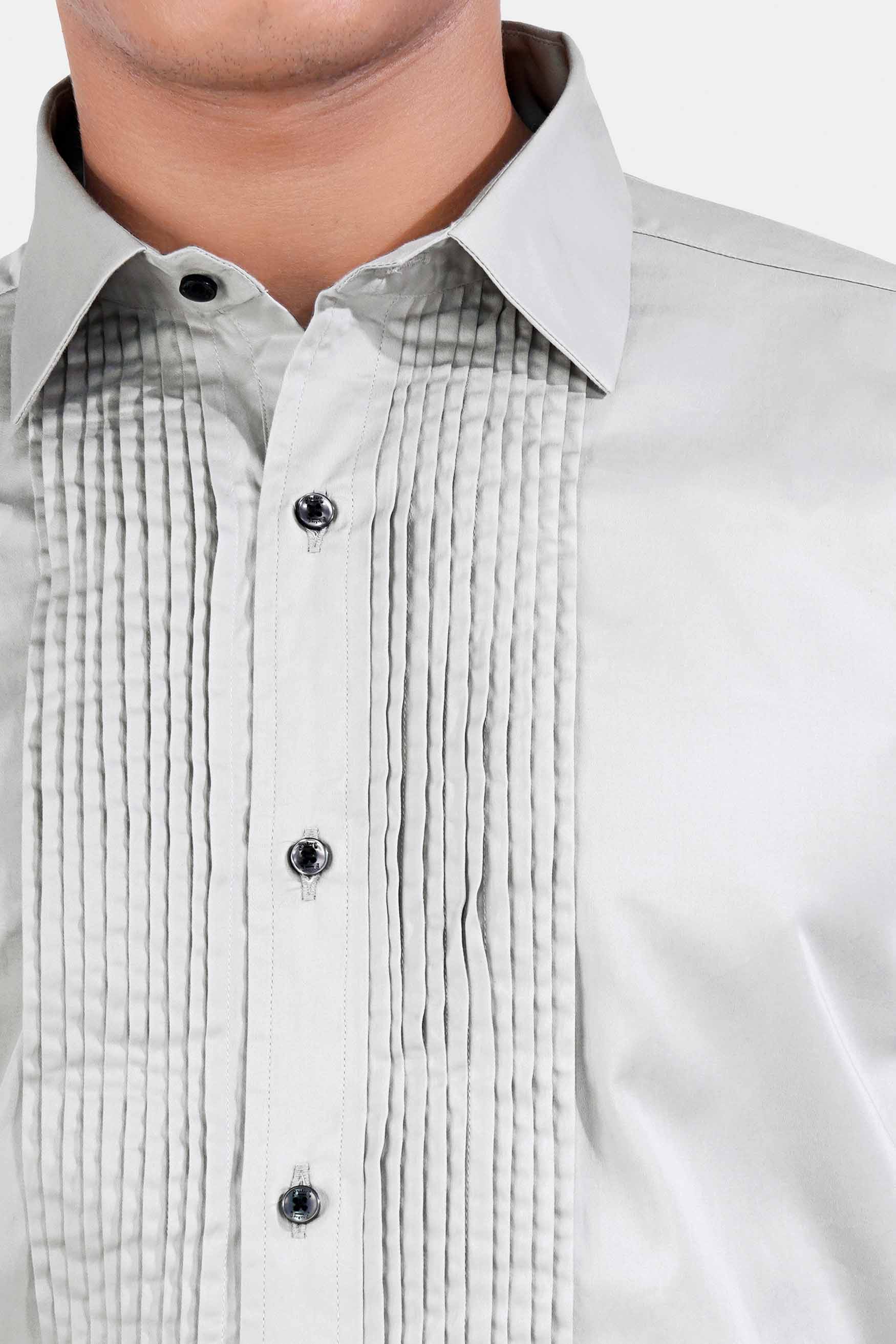 Gainsboro Gray Subtle Sheen Super Soft Premium Cotton Tuxedo Shirt