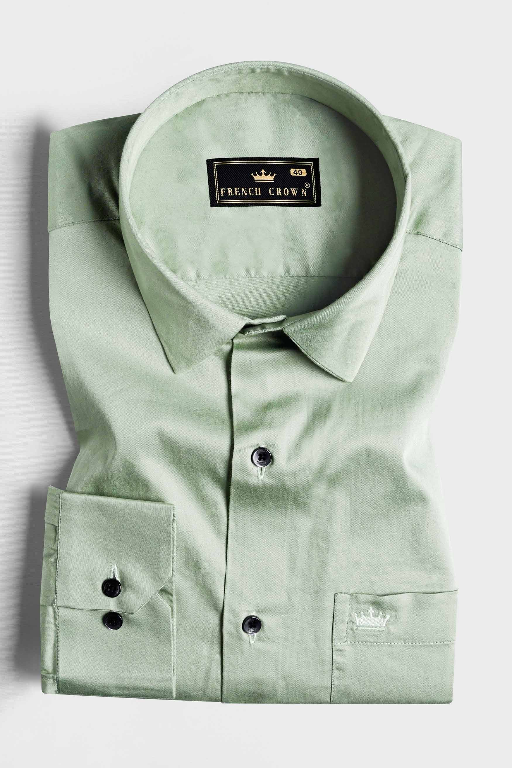 Laurel Green Subtle Sheen Super Soft Premium Cotton Shirt