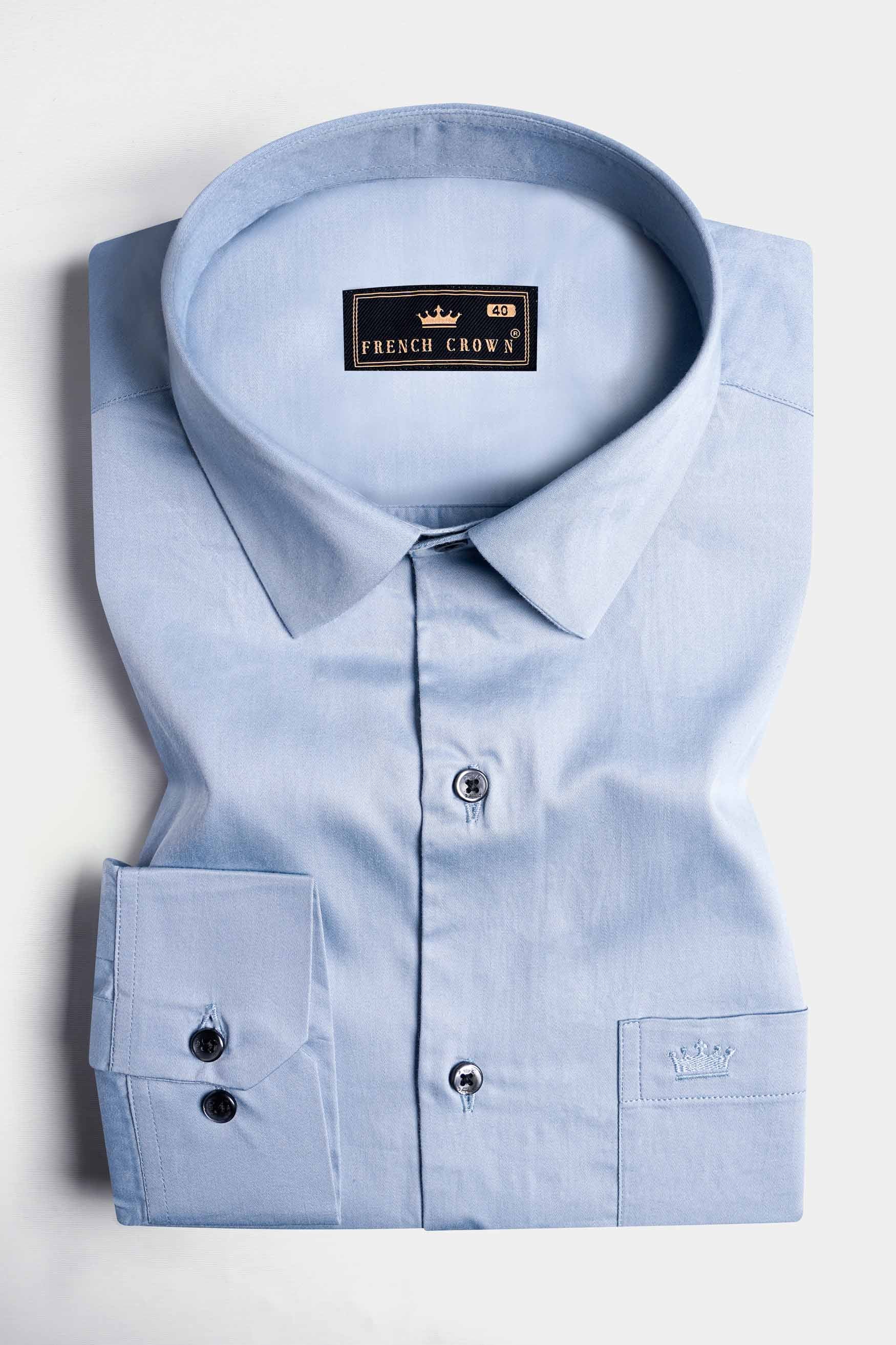 Periwinkle Blue Subtle Sheen Super Soft Premium Cotton Shirt