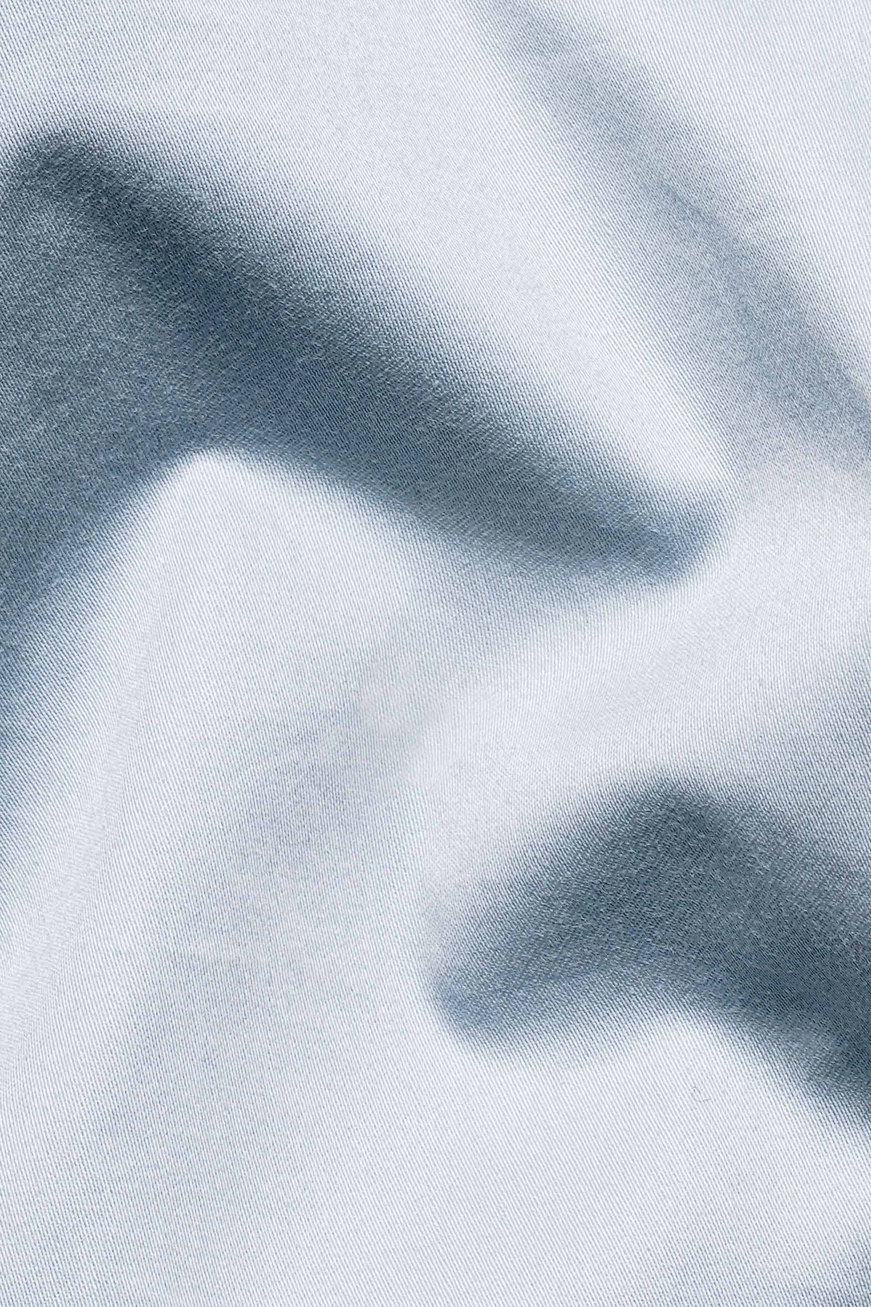 Ghost Blue Subtle Sheen Super Soft Premium Cotton Mandarin Shirt