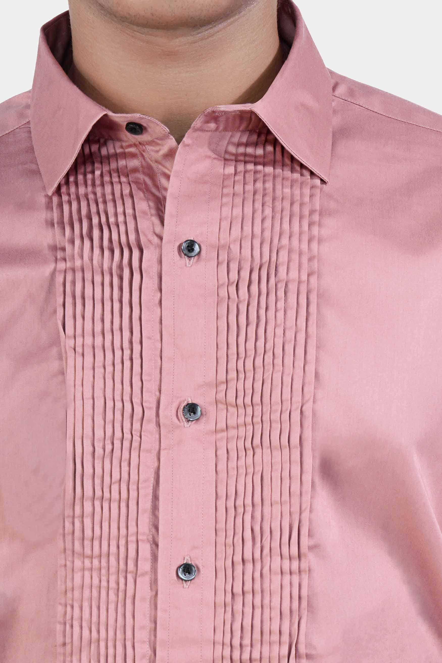 Shilo Pink Subtle Sheen Super Soft Premium Cotton Tuxedo Shirt