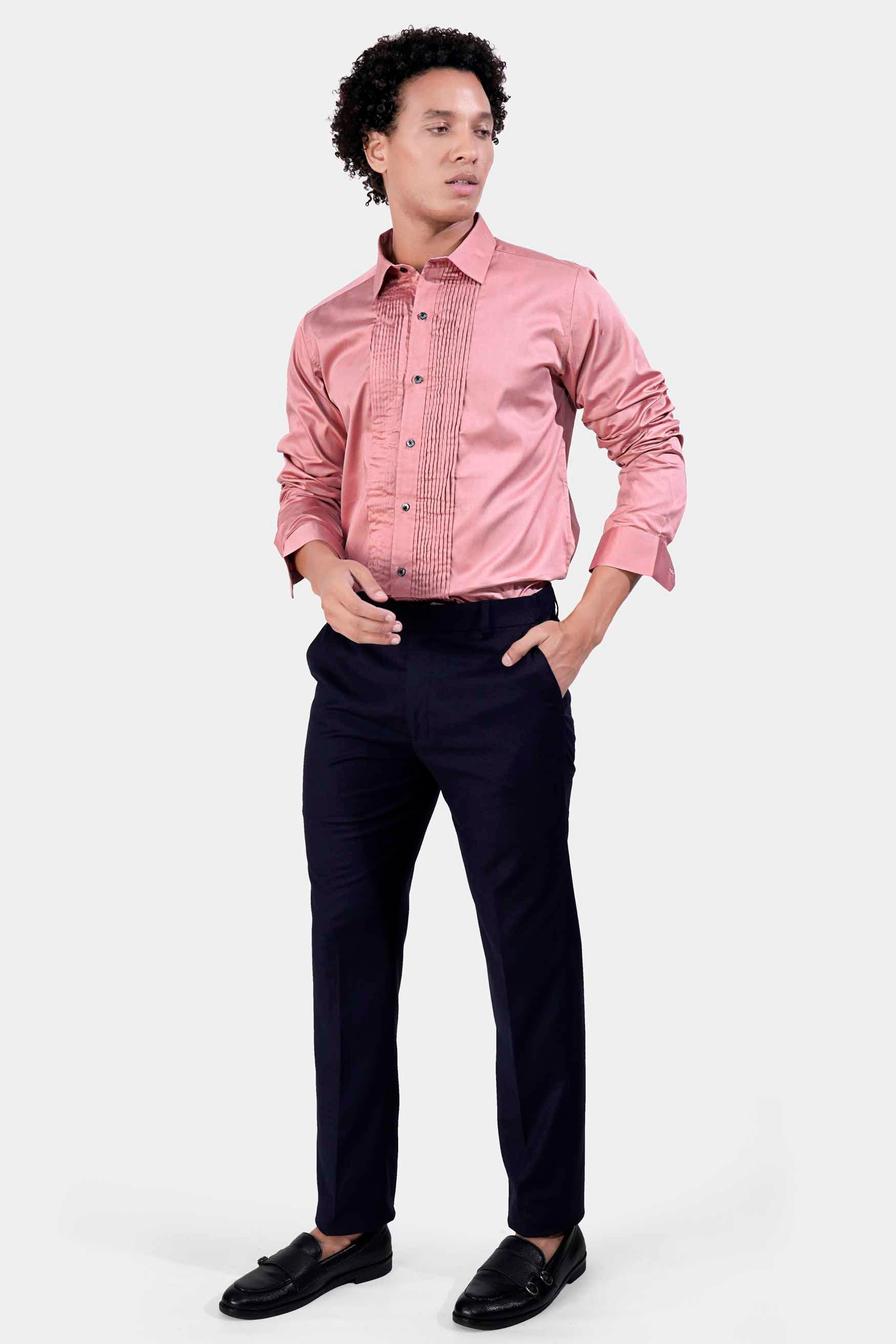 Shilo Pink Subtle Sheen Super Soft Premium Cotton Tuxedo Shirt