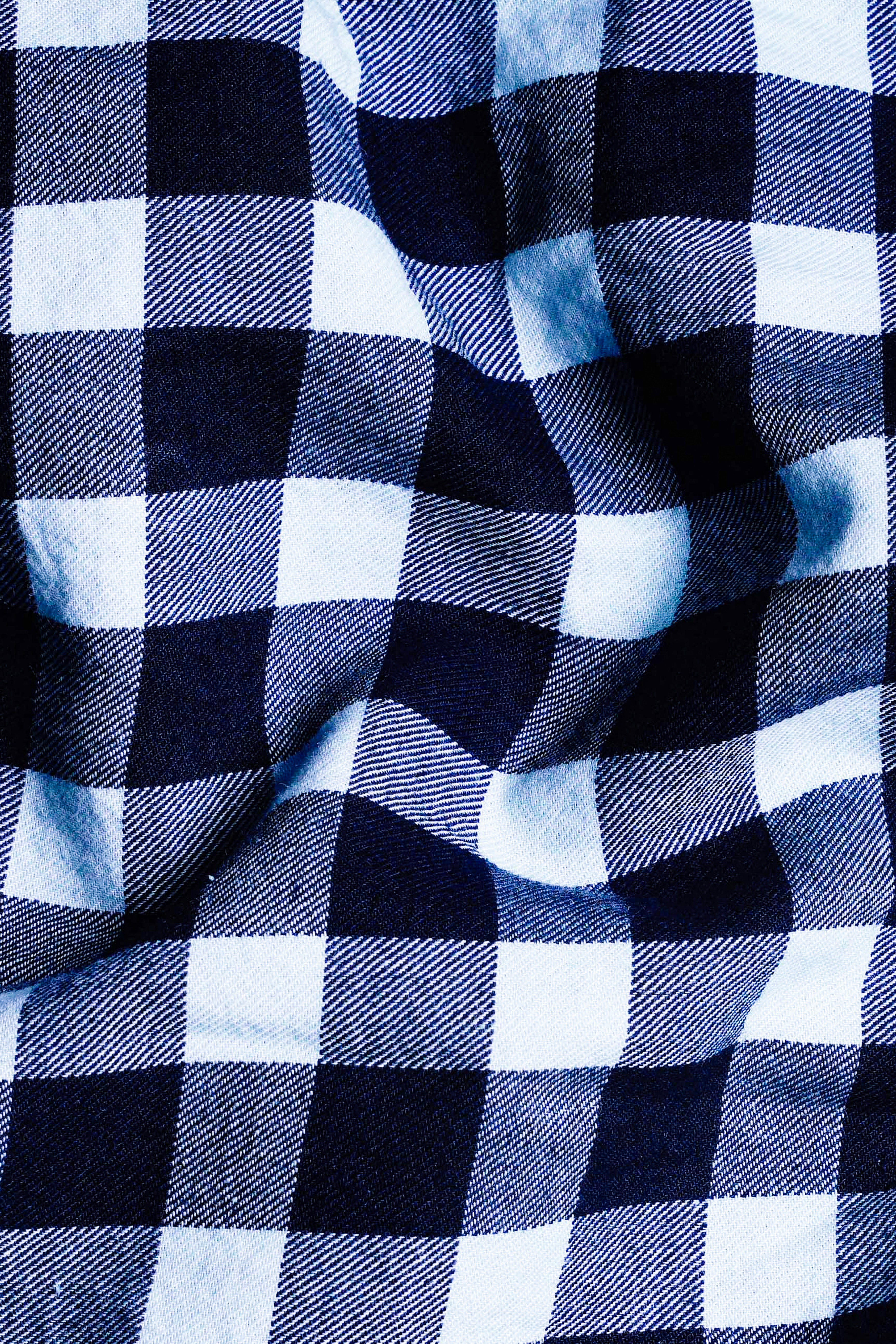 Cinder and Platinum Blue Gingham Checkered Flannel Button Down Shirt