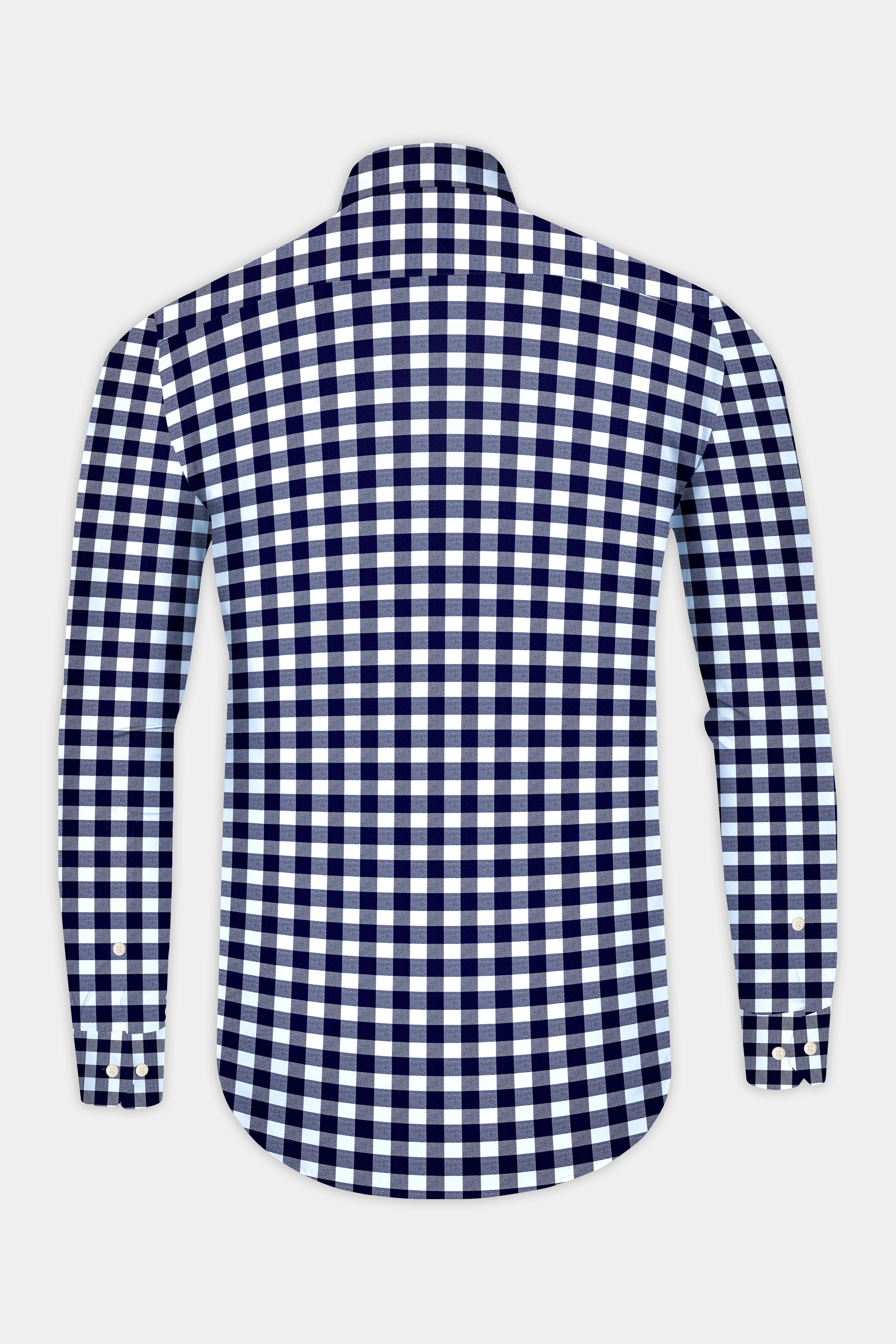 Cinder and Platinum Blue Gingham Checkered Flannel Button Down Shirt