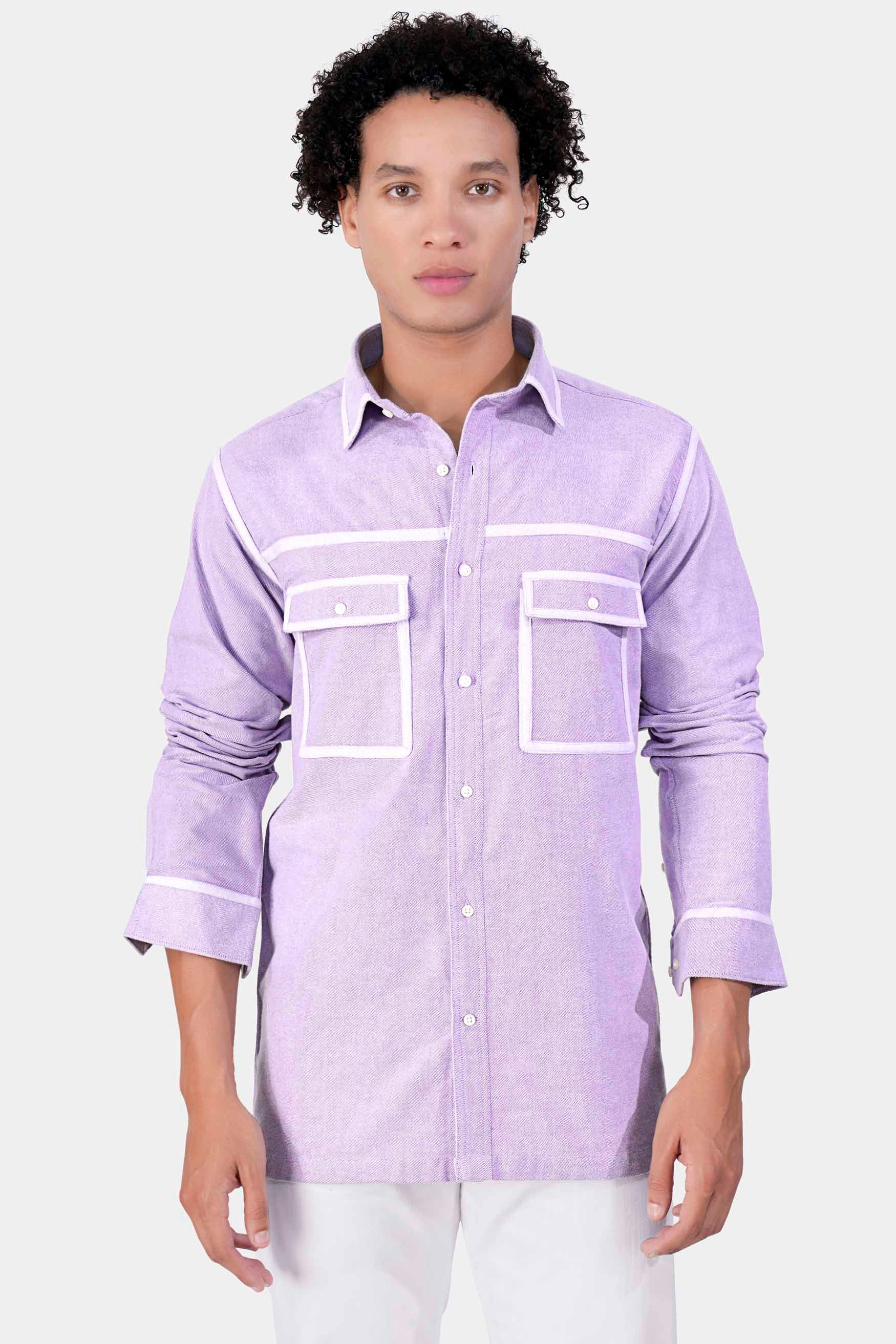 Wisteria Purple with White Border Flannel Shirt