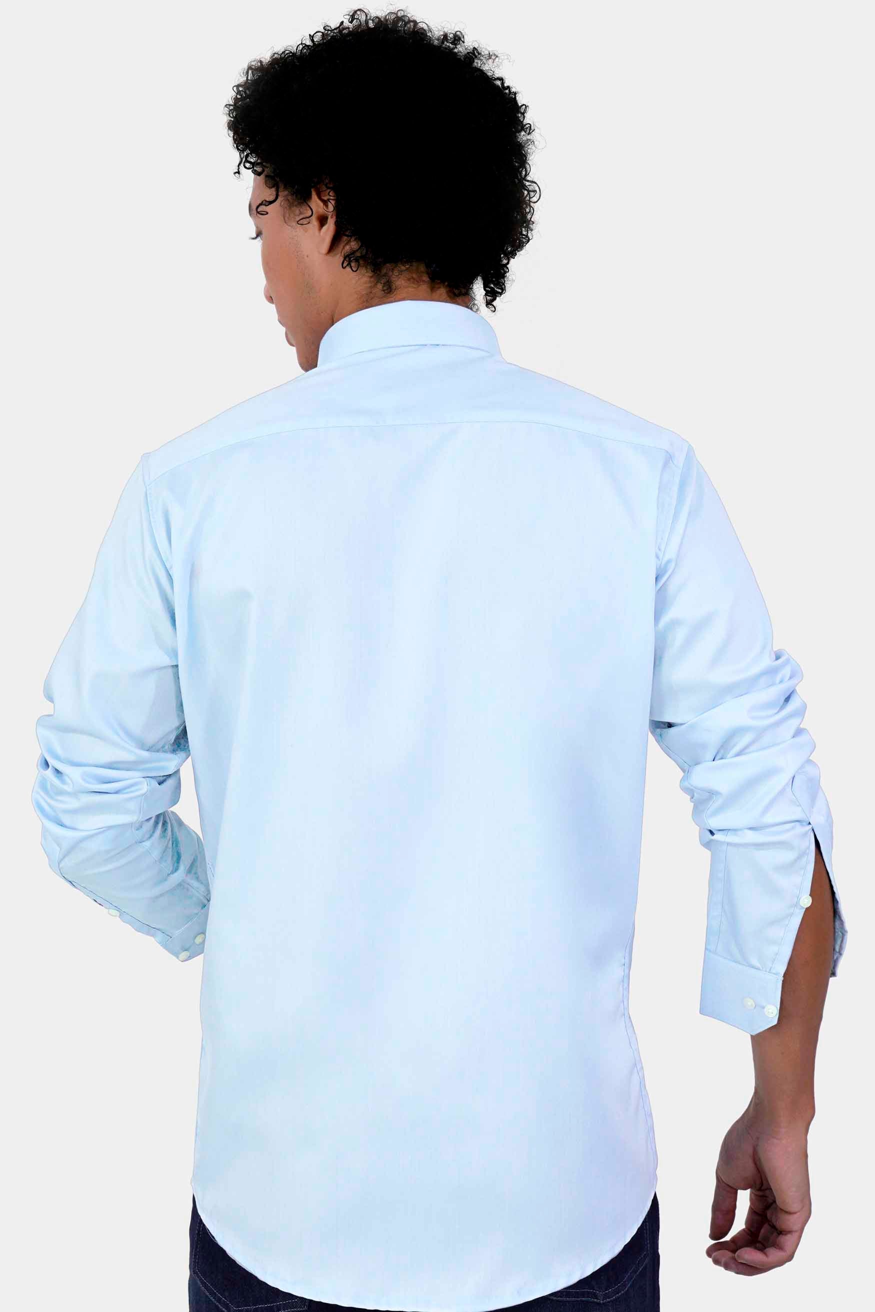 Aqua Blue Twill Premium Cotton Shirt