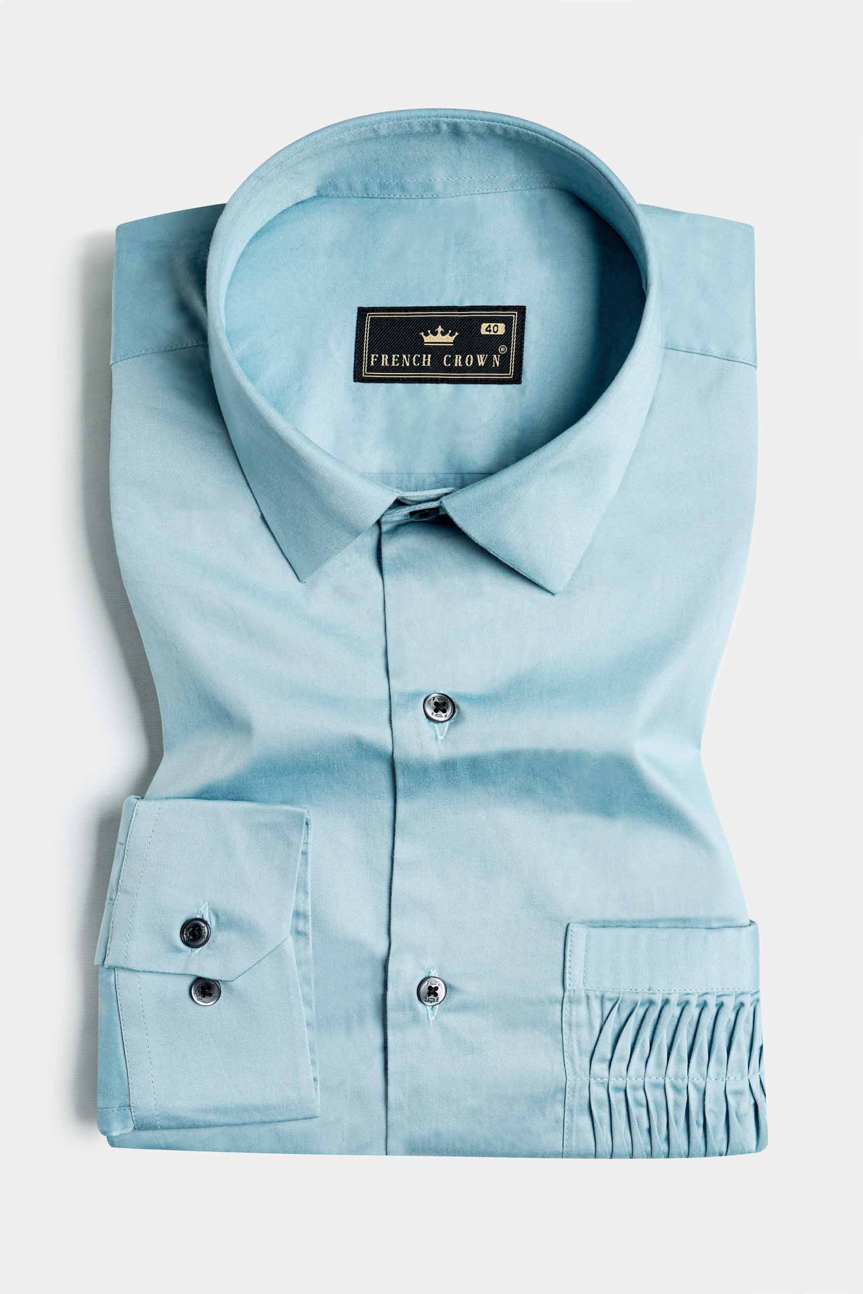 Frost Blue Super Soft Premium Cotton Designer Shirt with Pleated Pocket