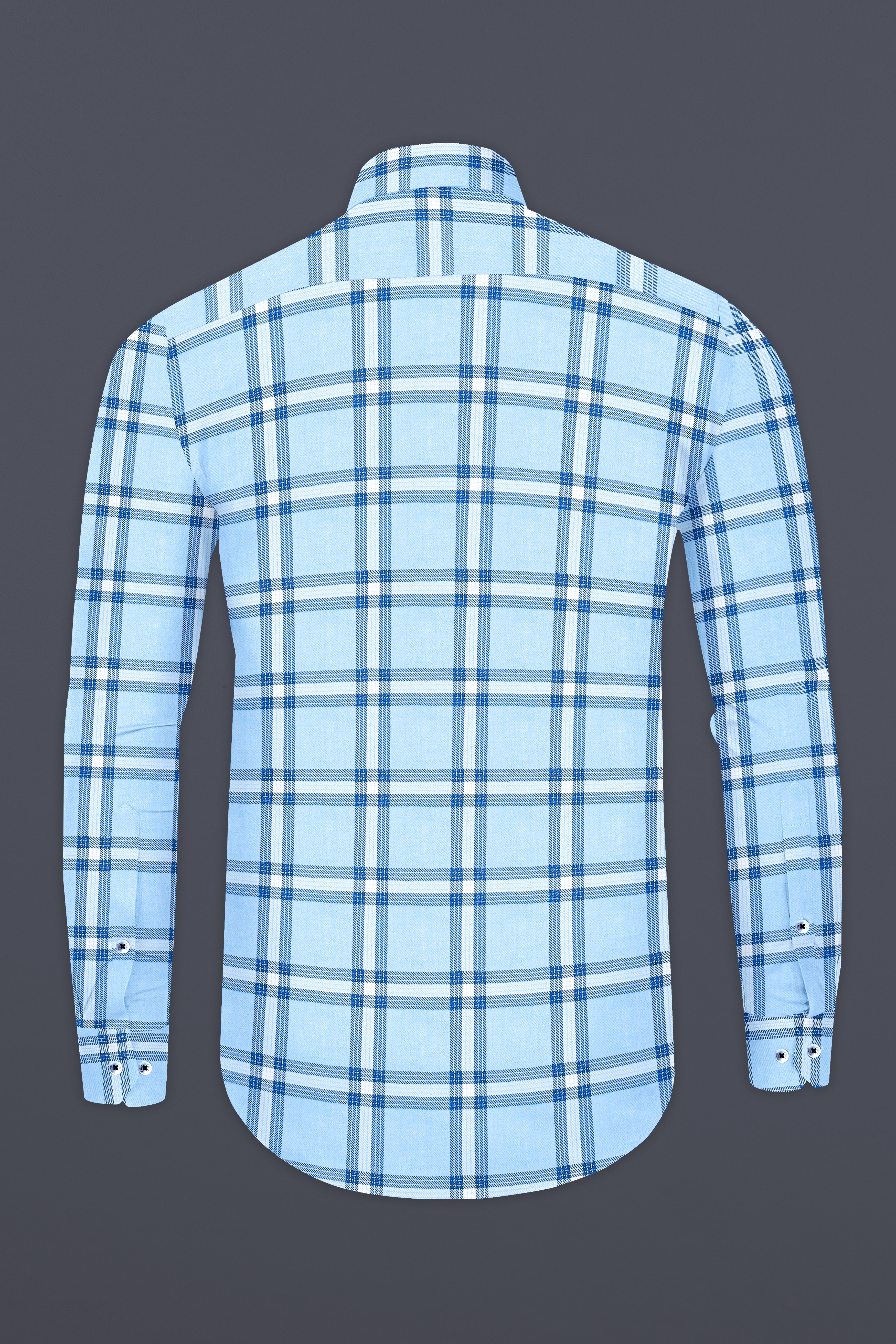 Carolina Blue Twill Plaid Premium Cotton Shirt