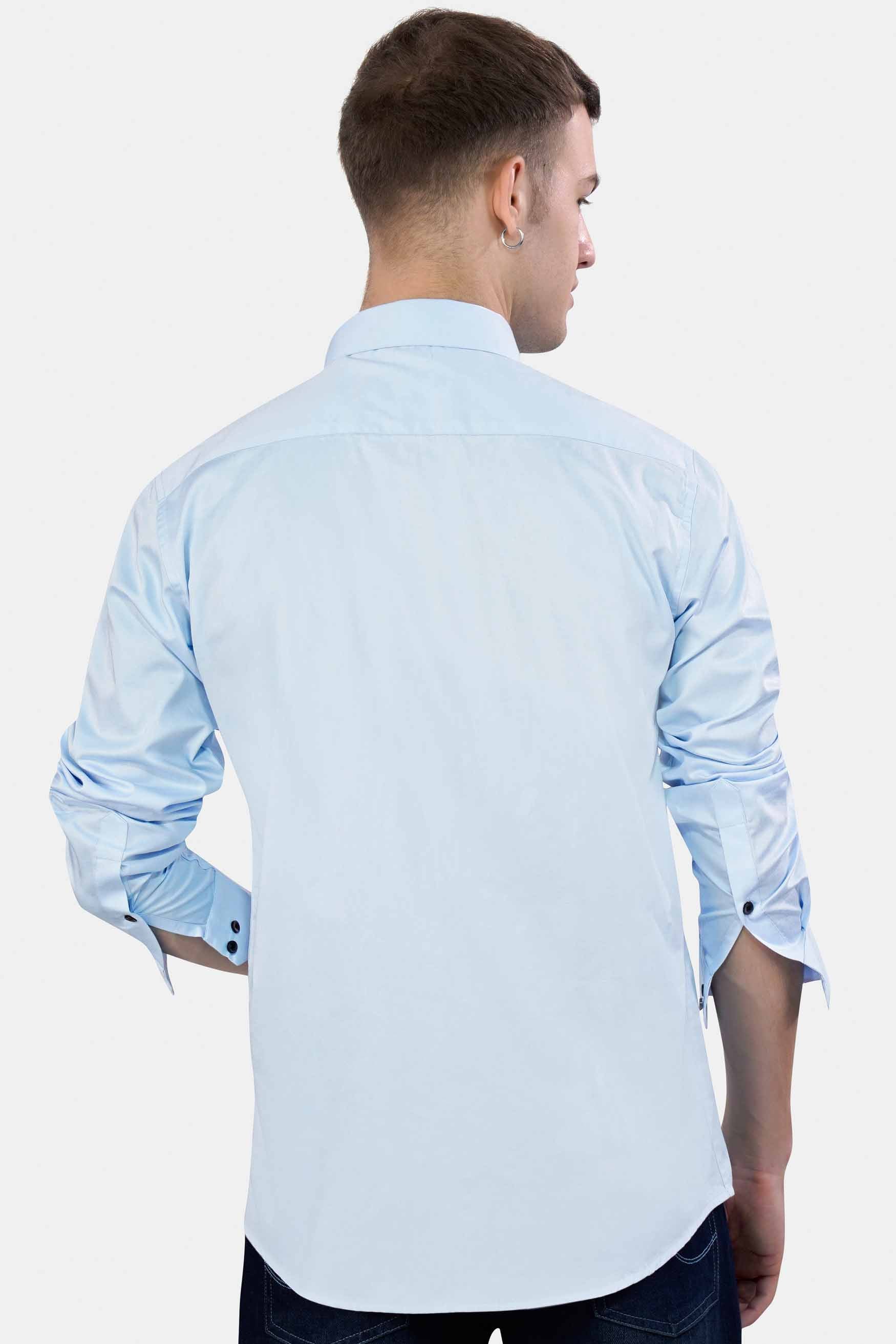 Hawkes Blue Embroidered Super Soft Premium Cotton Designer Shirt