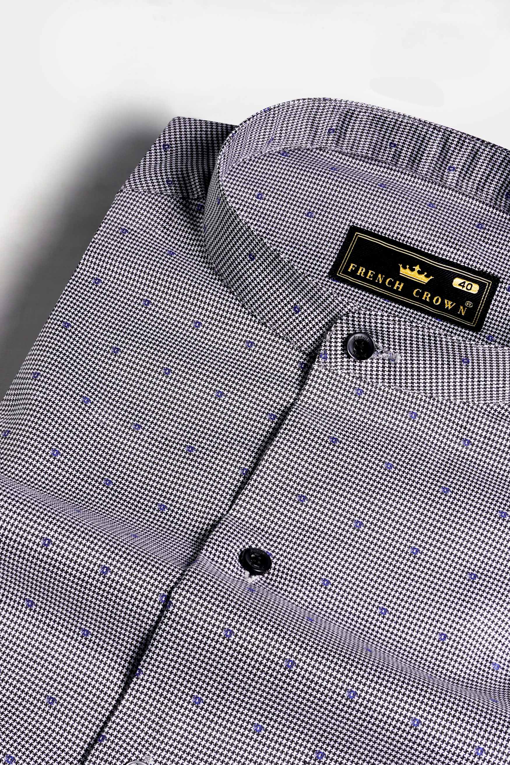 Concord Gray and Scampi Blue Houndstooth Textured Premium Giza Cotton Shirt