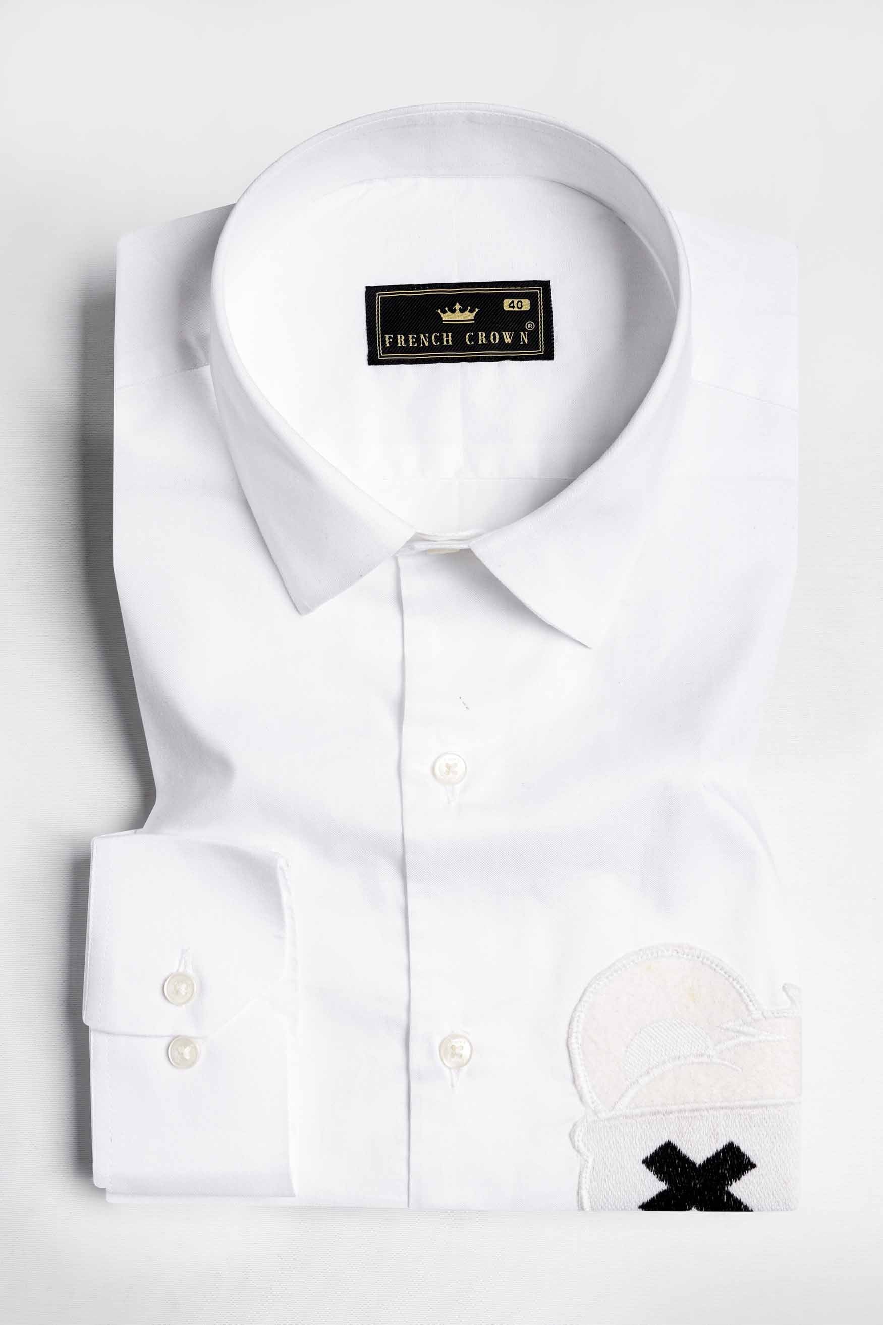 Bright White Funky Patchwork Super Soft Premium Cotton Designer Shirt
