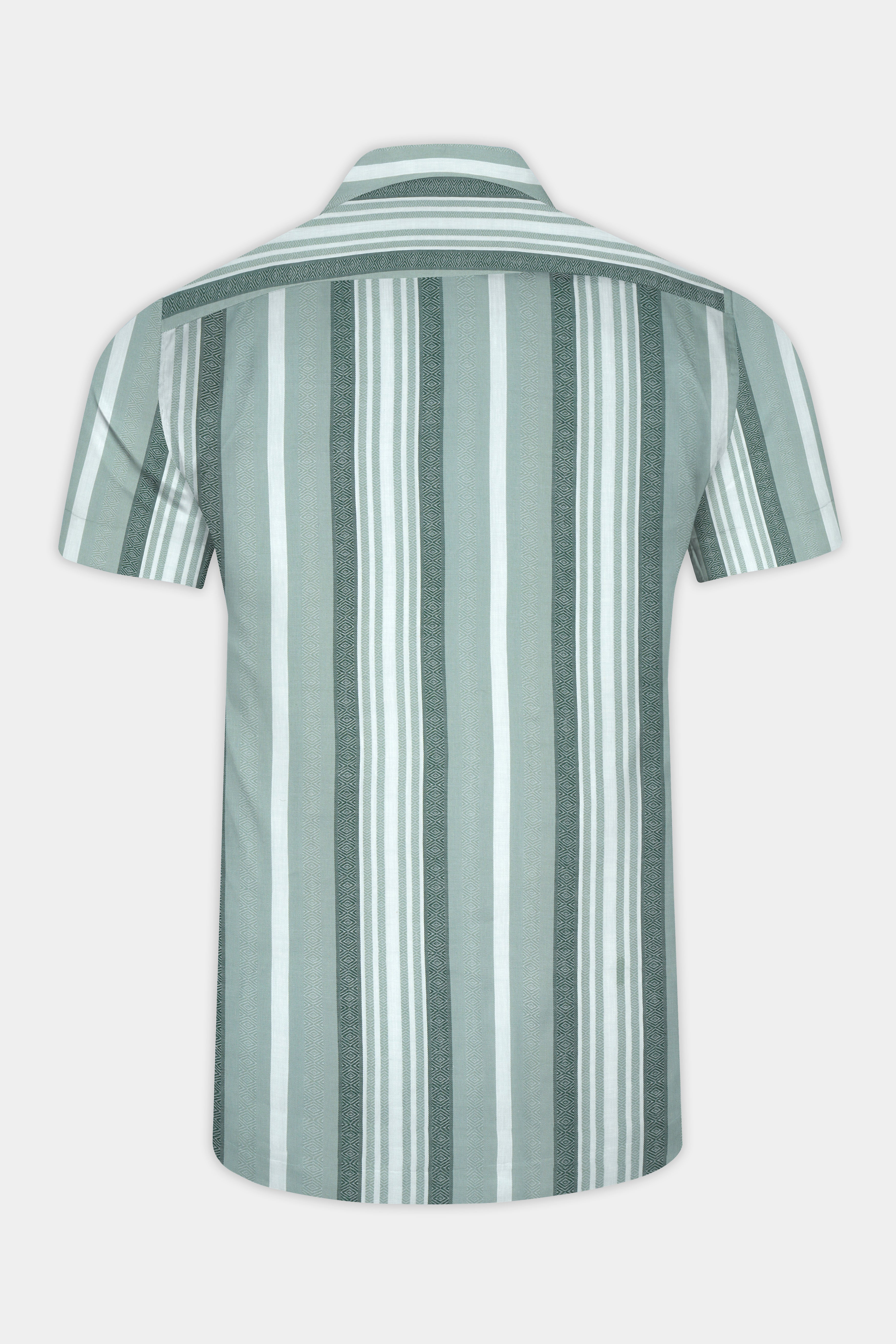 Sage Green and White Striped Premium Tencel Shirt