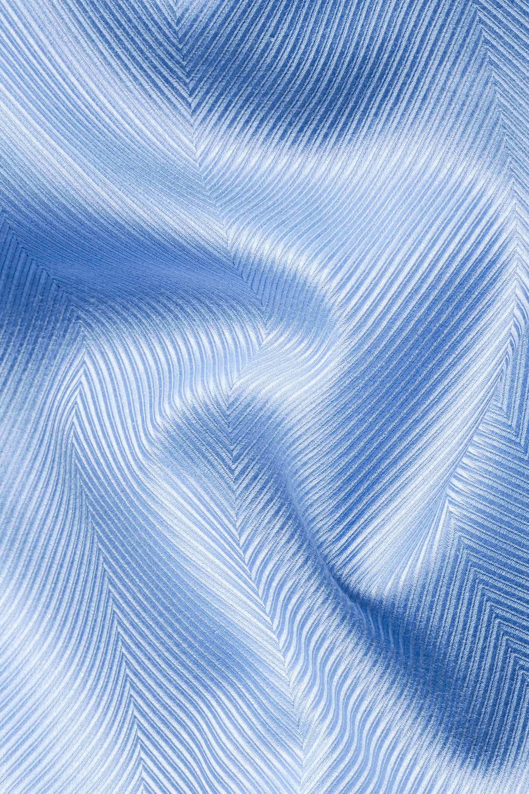 Cerulean Blue Dobby Textured Premium Giza Cotton Shirt
