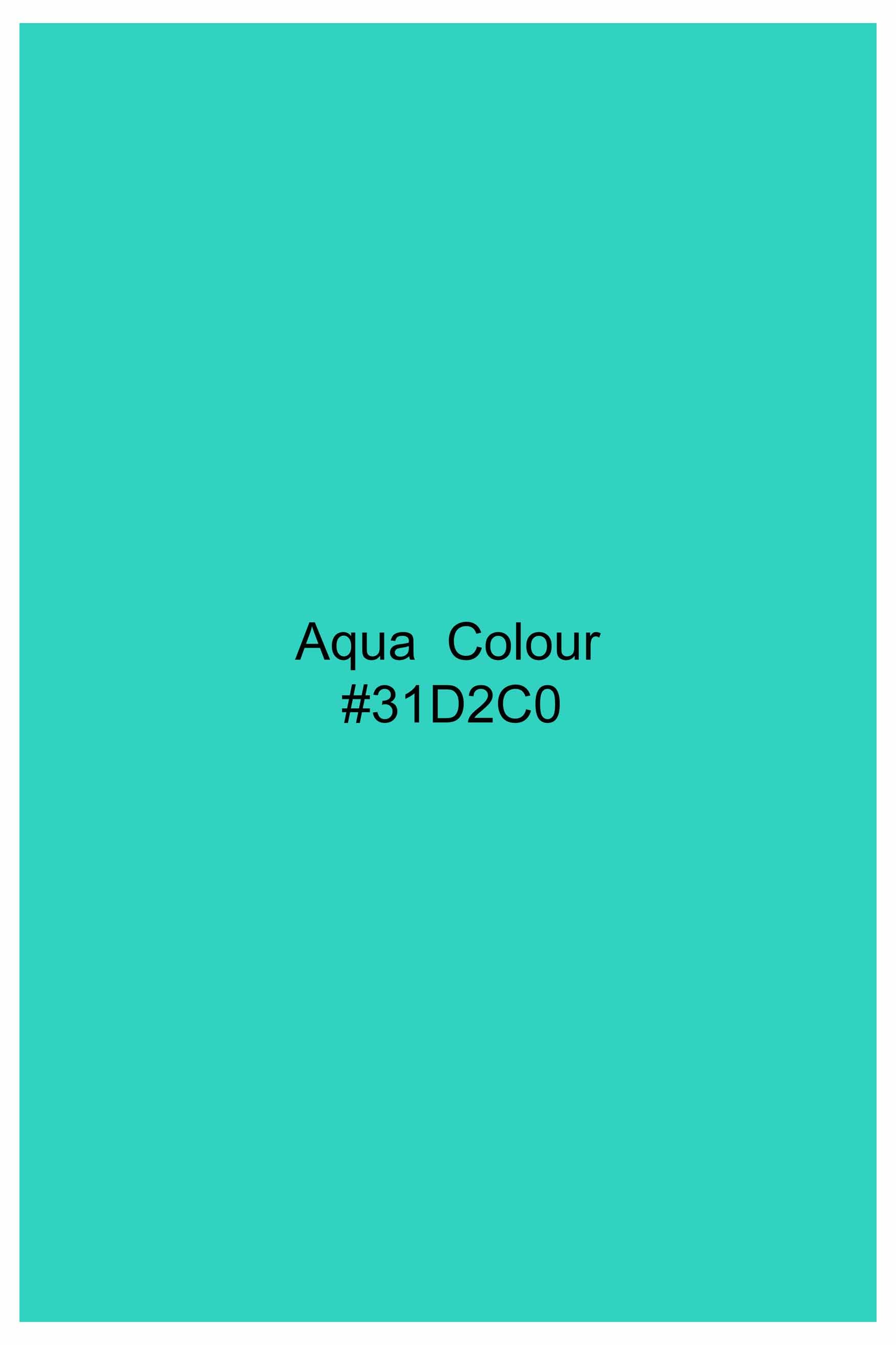 Aqua Blue Dobby Textured Premium Giza Cotton Shirt