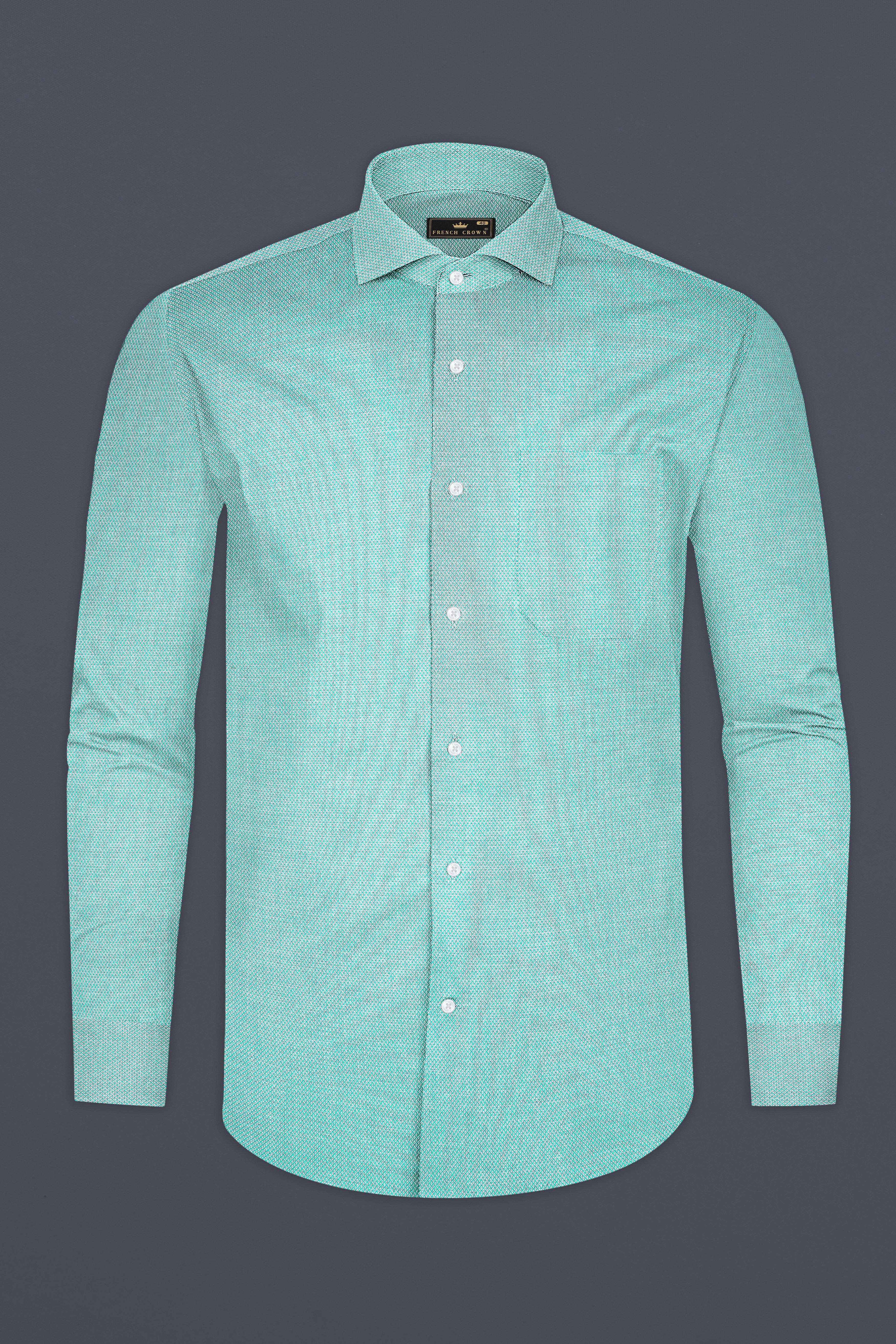 Aqua Blue Dobby Textured Premium Giza Cotton Shirt