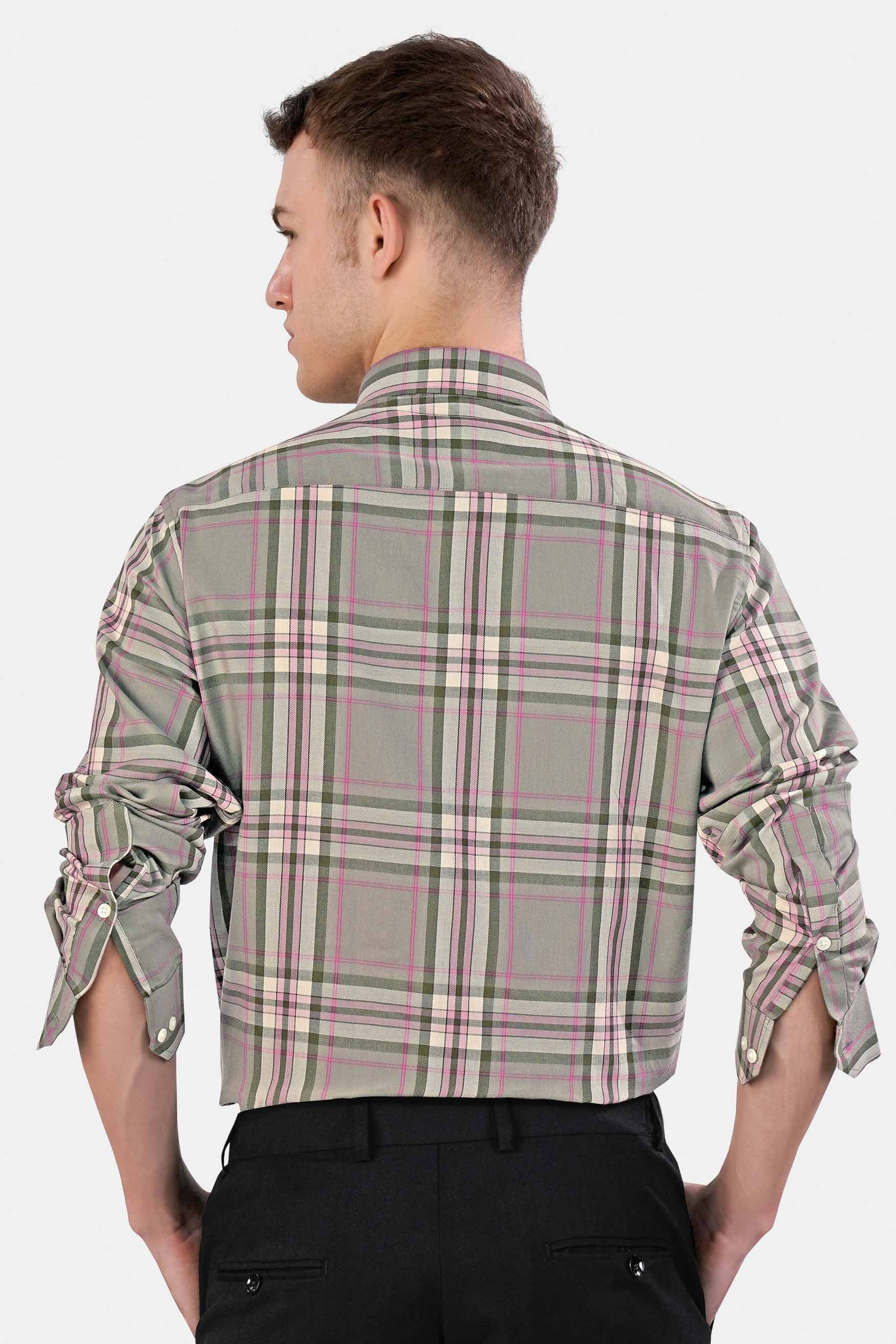Sage Green and Vale Pink Twill Plaid Premium Cotton Shirt
