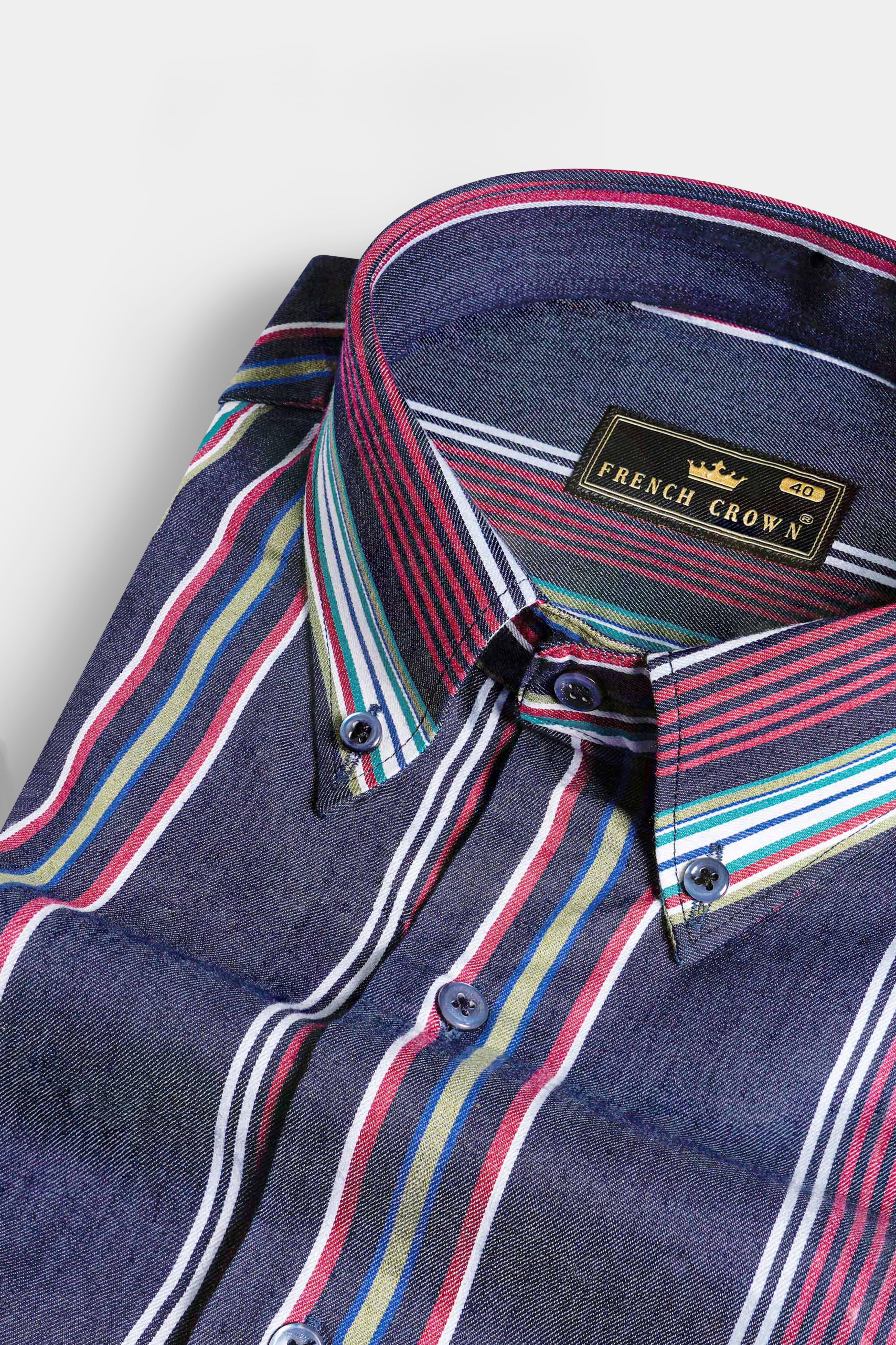 [ROMANTIC CROWN]★MIX COLOR STRIPE SHIRT MIX COLOR STRIPE SHIRT_GREEN | ROMANTIC CROWN
