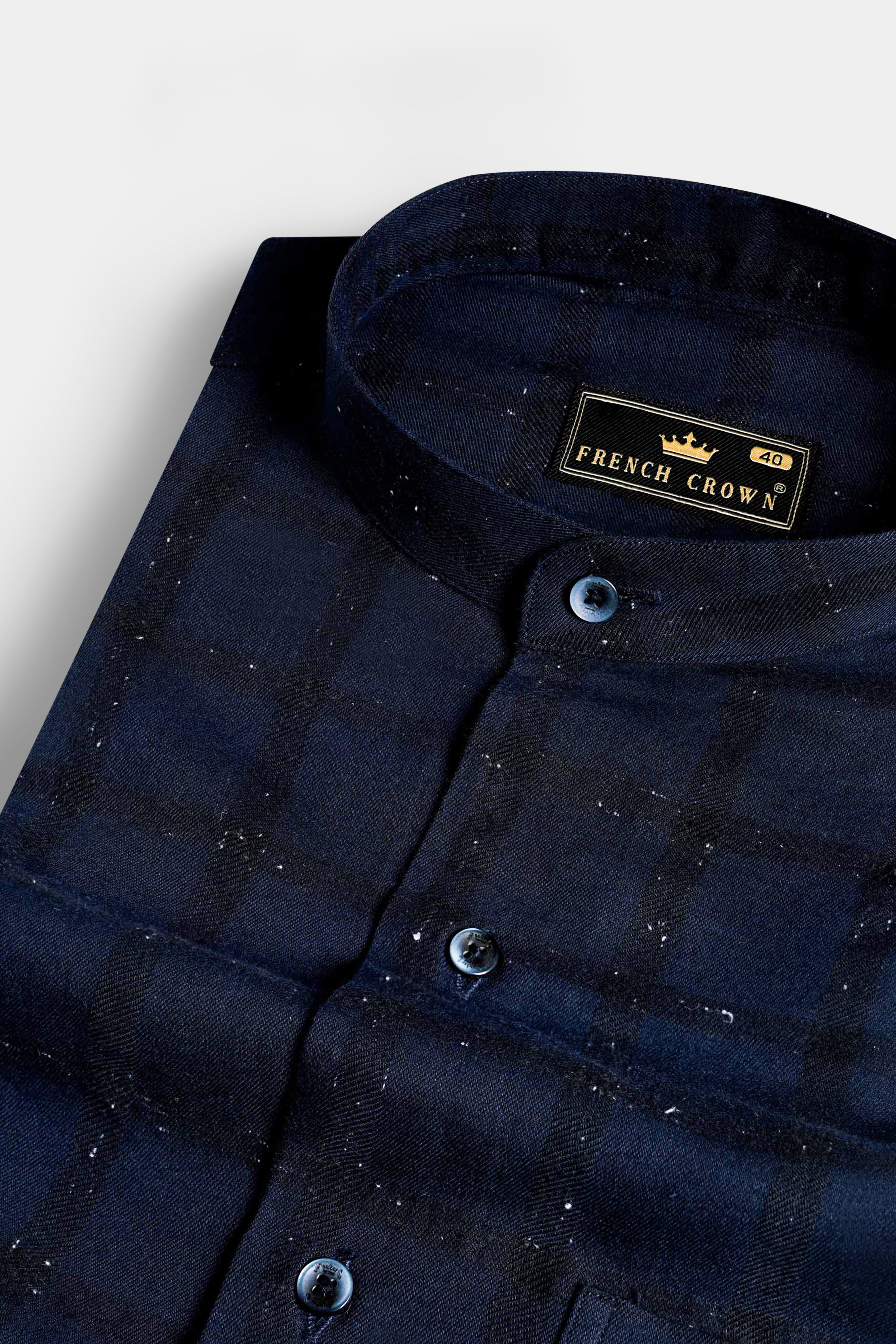 Yale Blue and Black Checkered Flannel Shirt