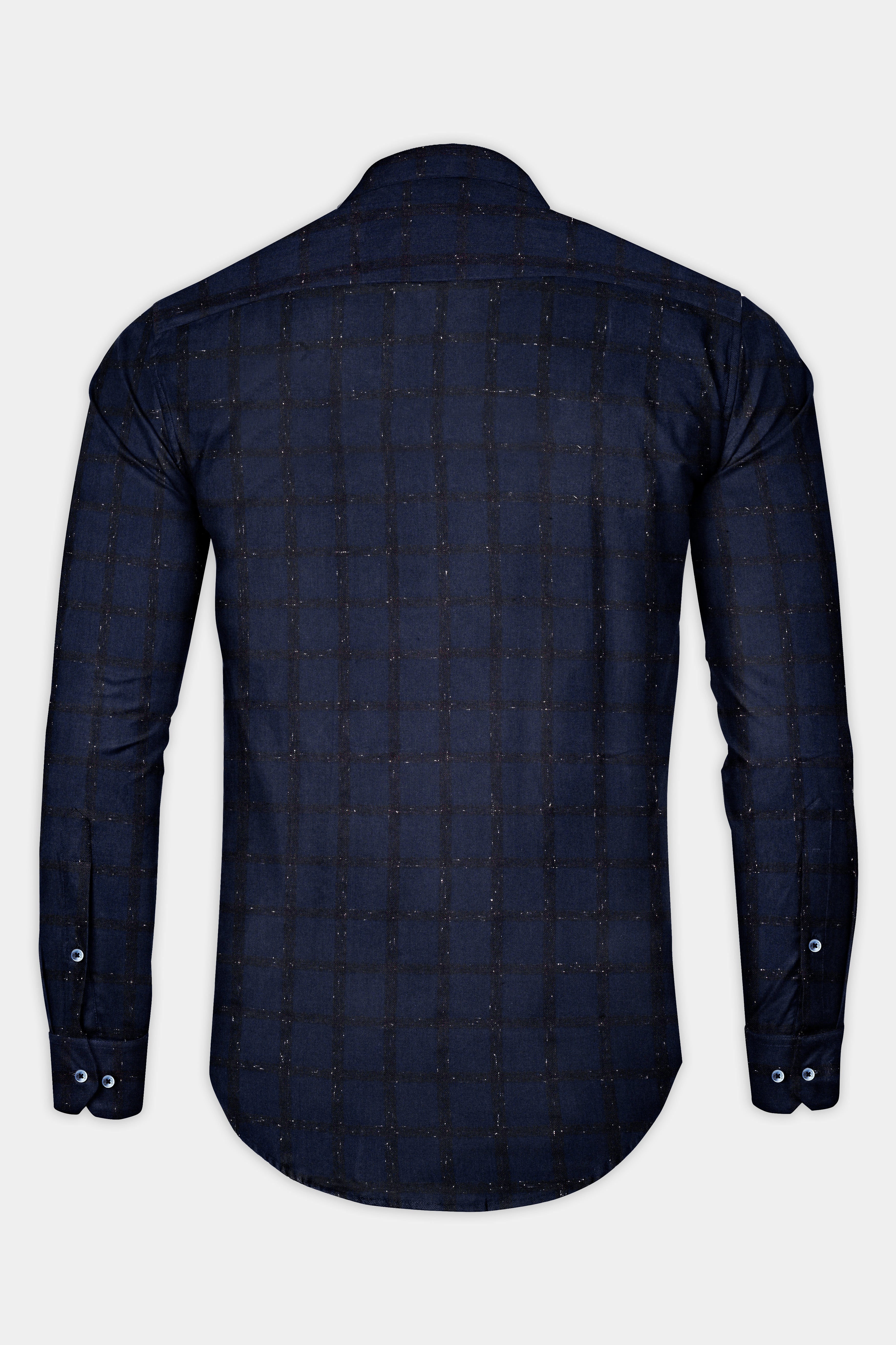 Yale Blue and Black Checkered Flannel Shirt