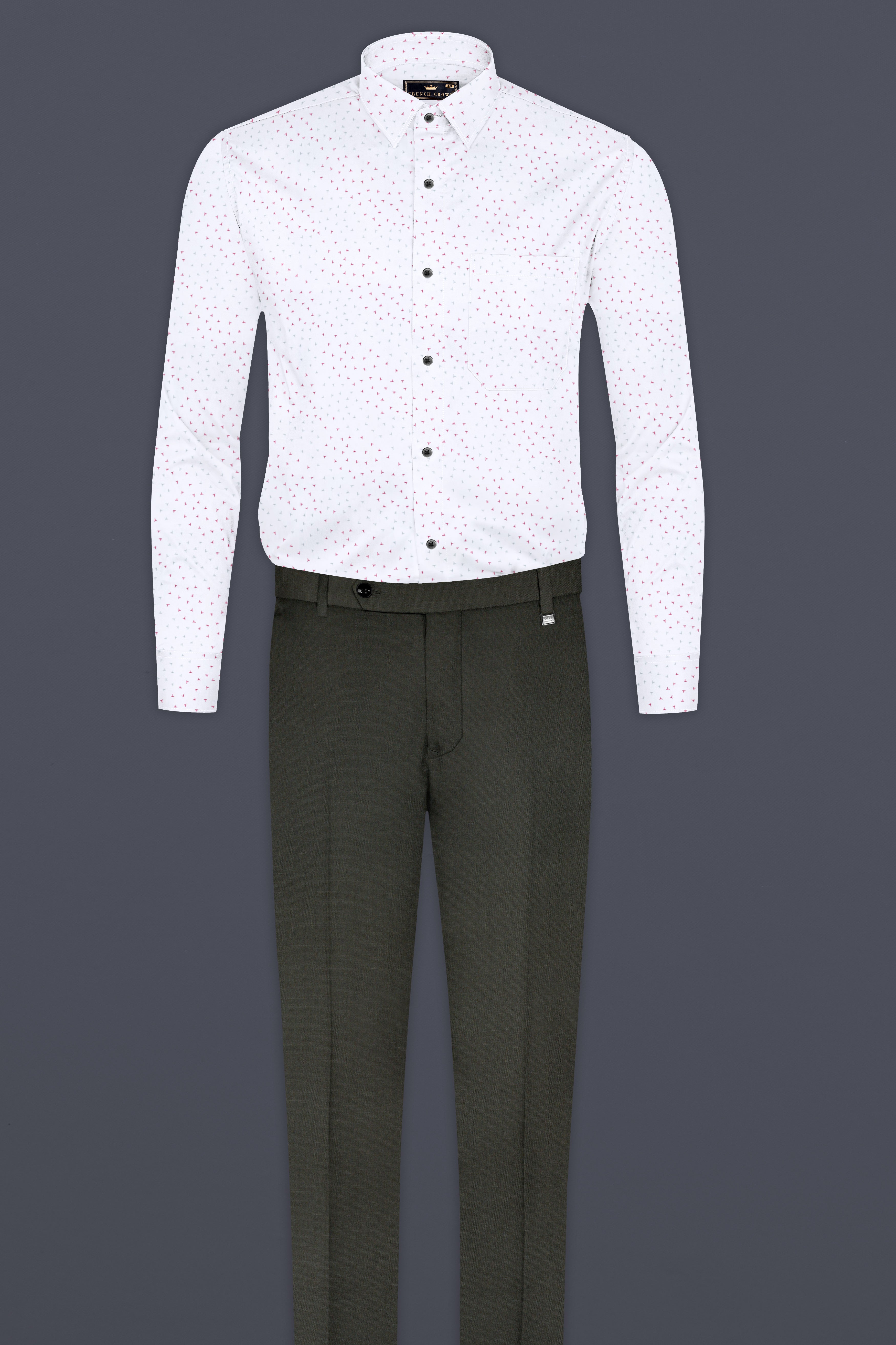 Off White Formal/Casual Prints Premium Cotton Shirt For Men