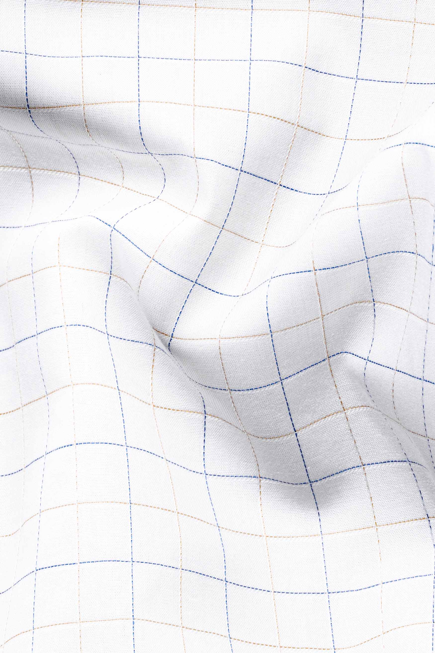 Bright White Checkered Dobby Textured Premium Giza Cotton Shirt