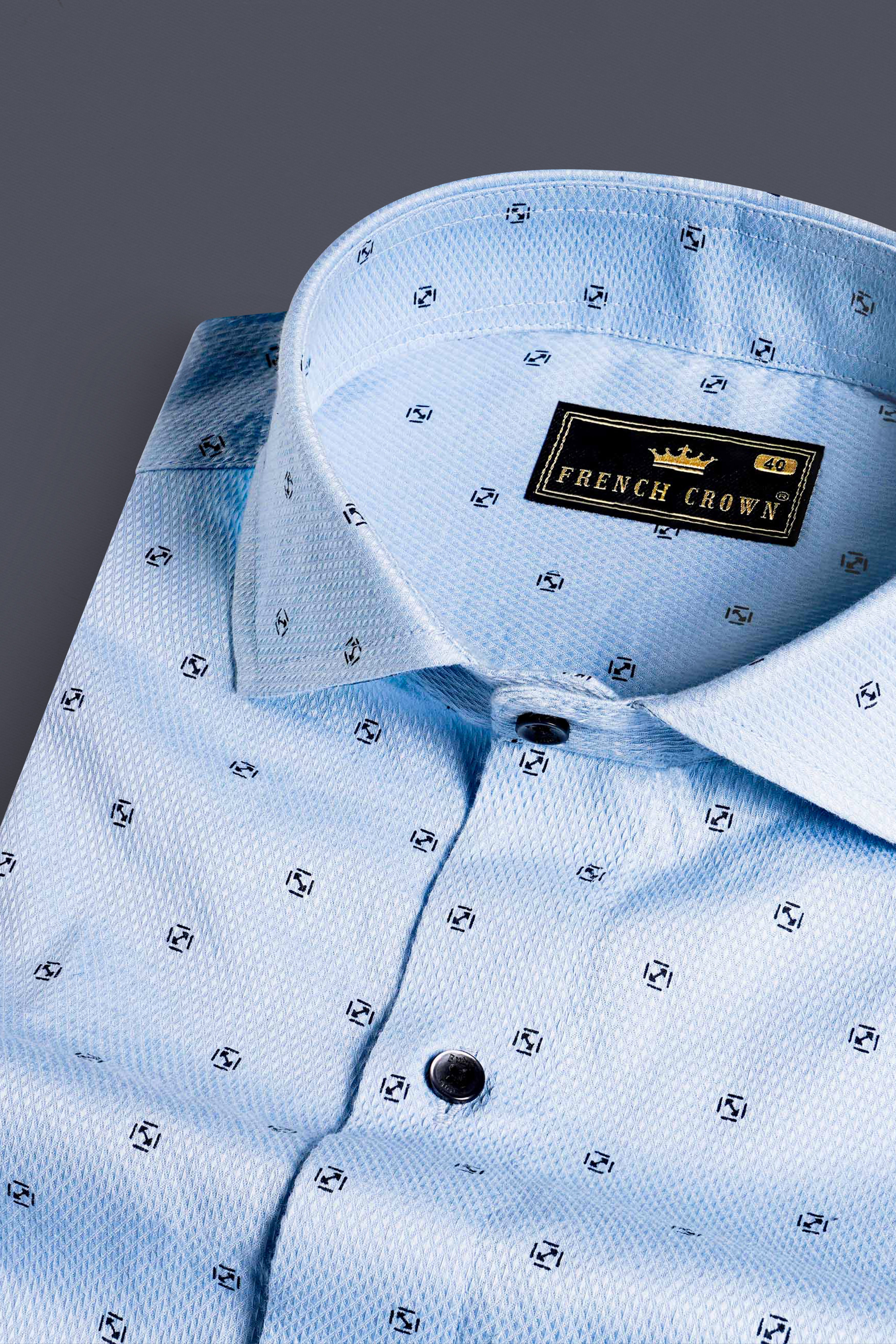 Carolina Blue Dobby Textured Premium Giza Cotton Shirt