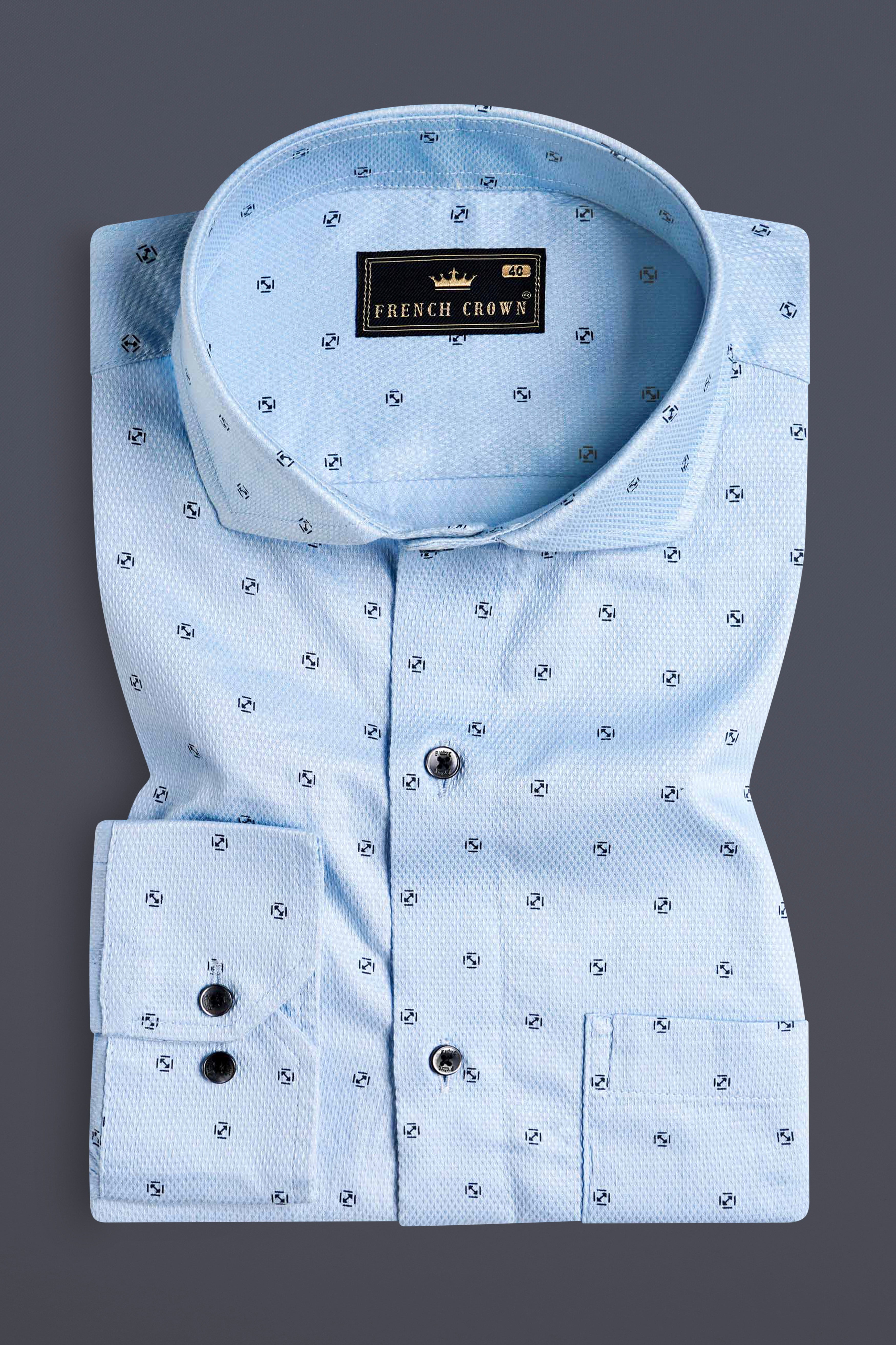 Carolina Blue Dobby Textured Premium Giza Cotton Shirt