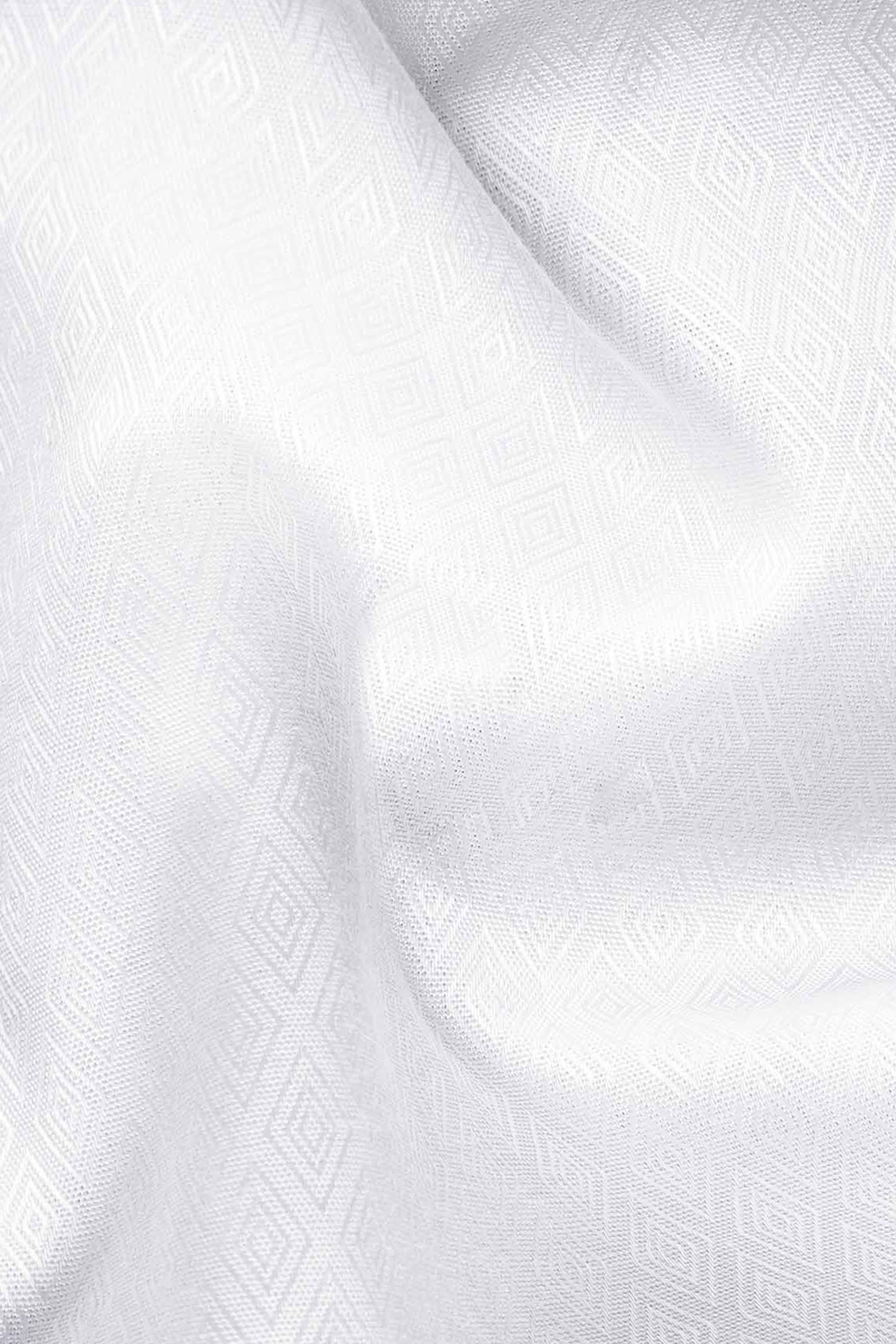 Bright White Jacquard Textured Premium Giza Cotton Shirt