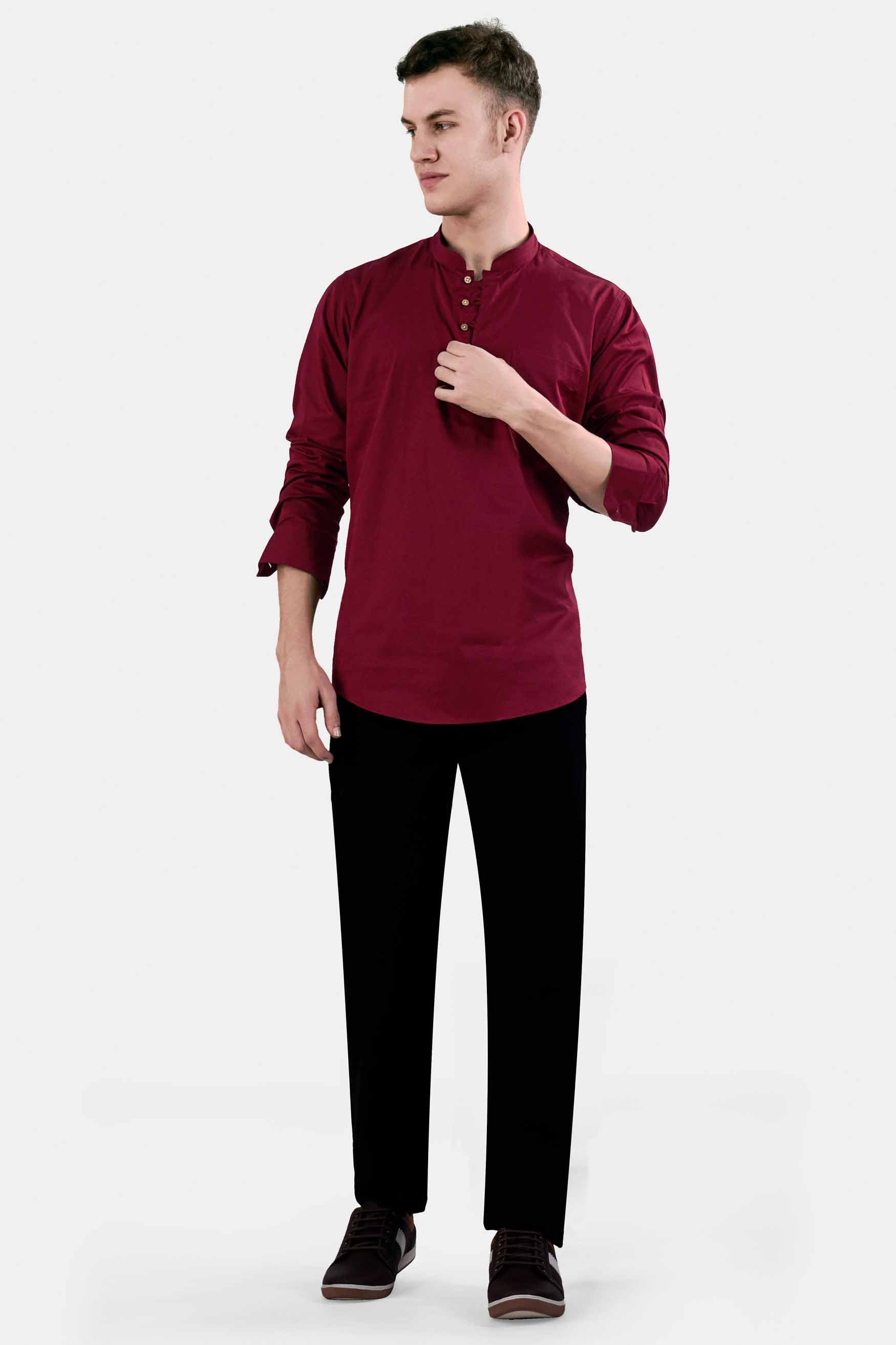 Heath Red Twill Premium Cotton Kurta Shirt