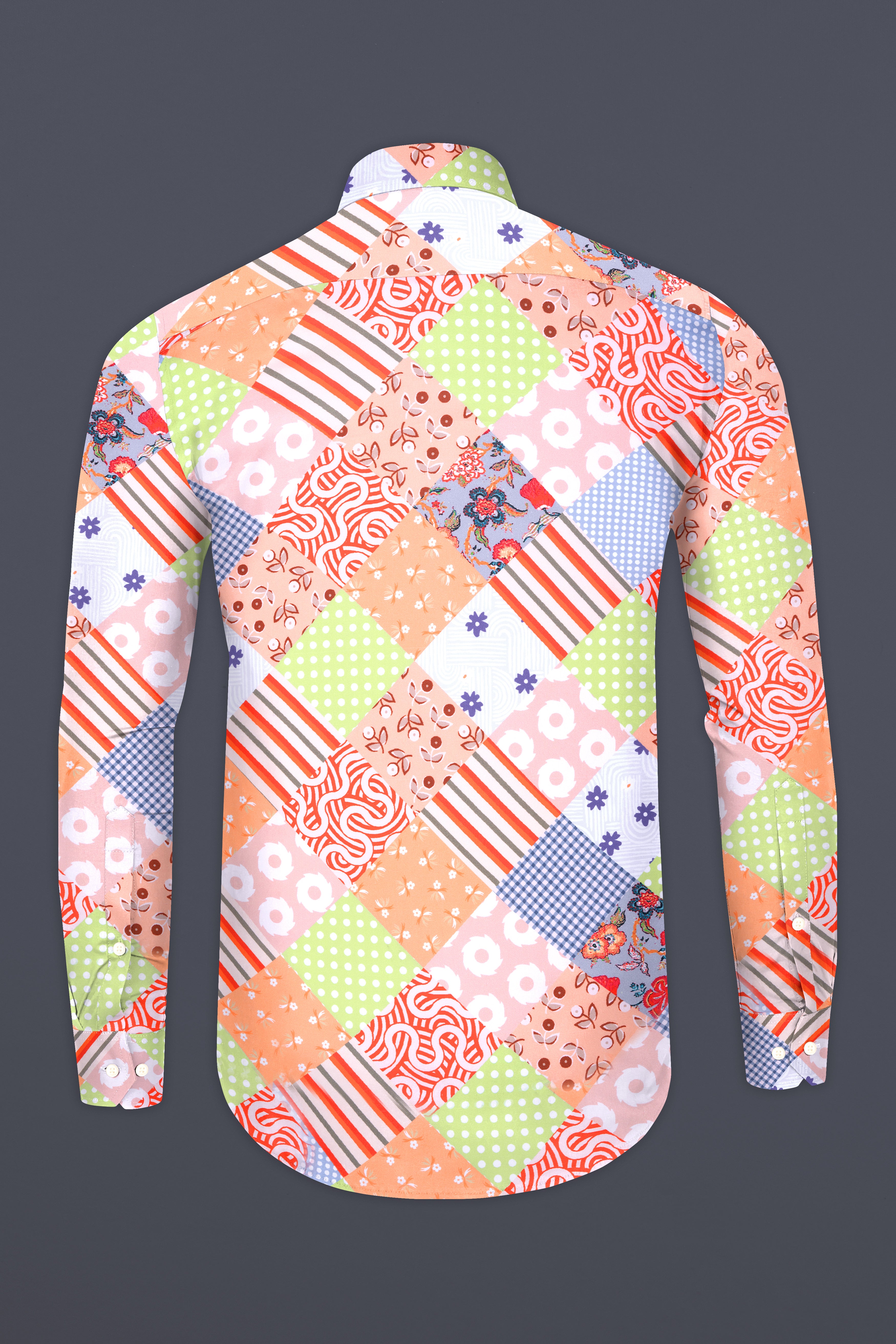 Mandys Peach and Olive Green Multicolour Abstract Printed Subtle Sheen Super Soft Premium Cotton Shirt