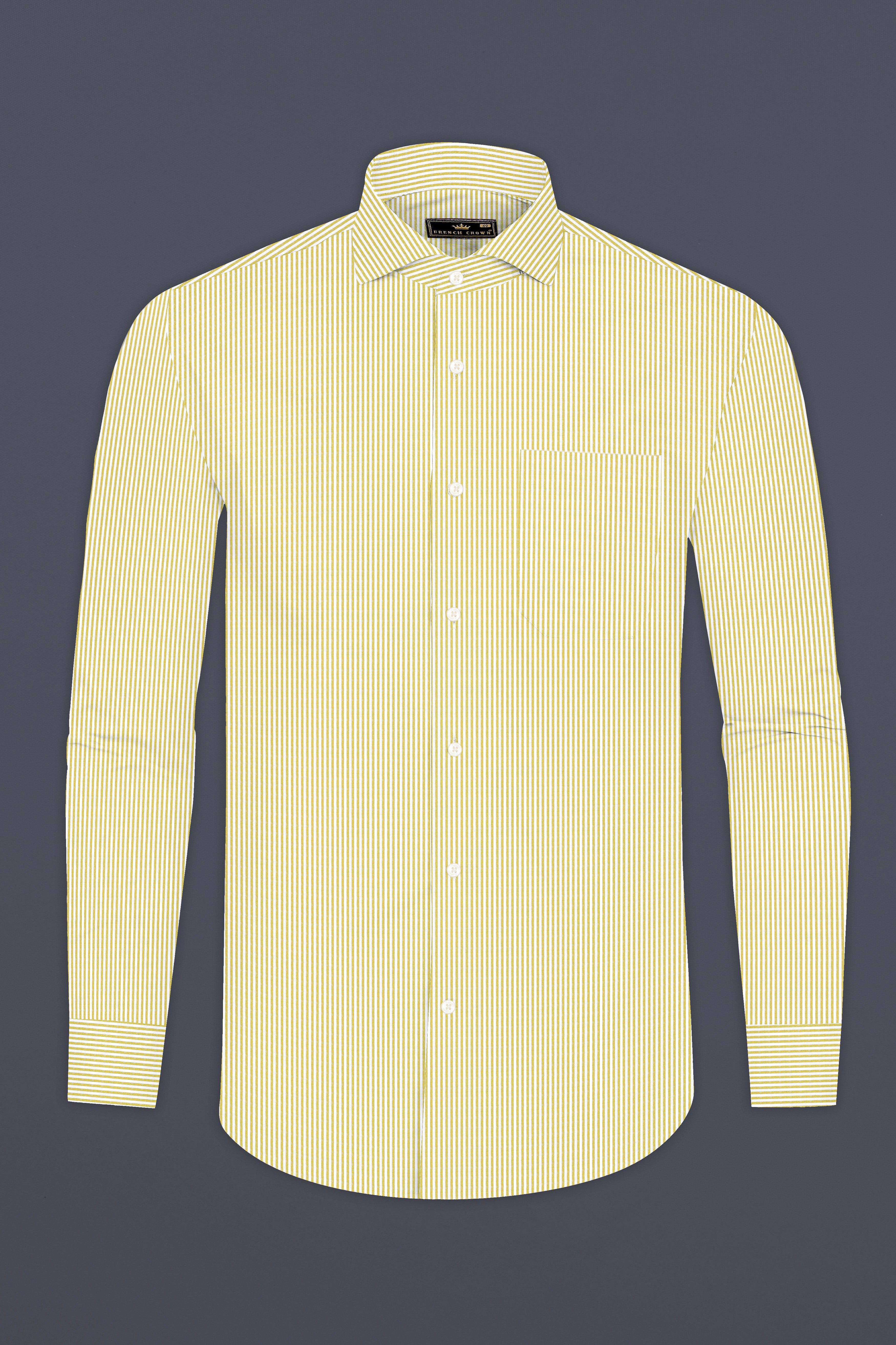 Desert Brown and White Pinstriped  Premium Cotton Shirt