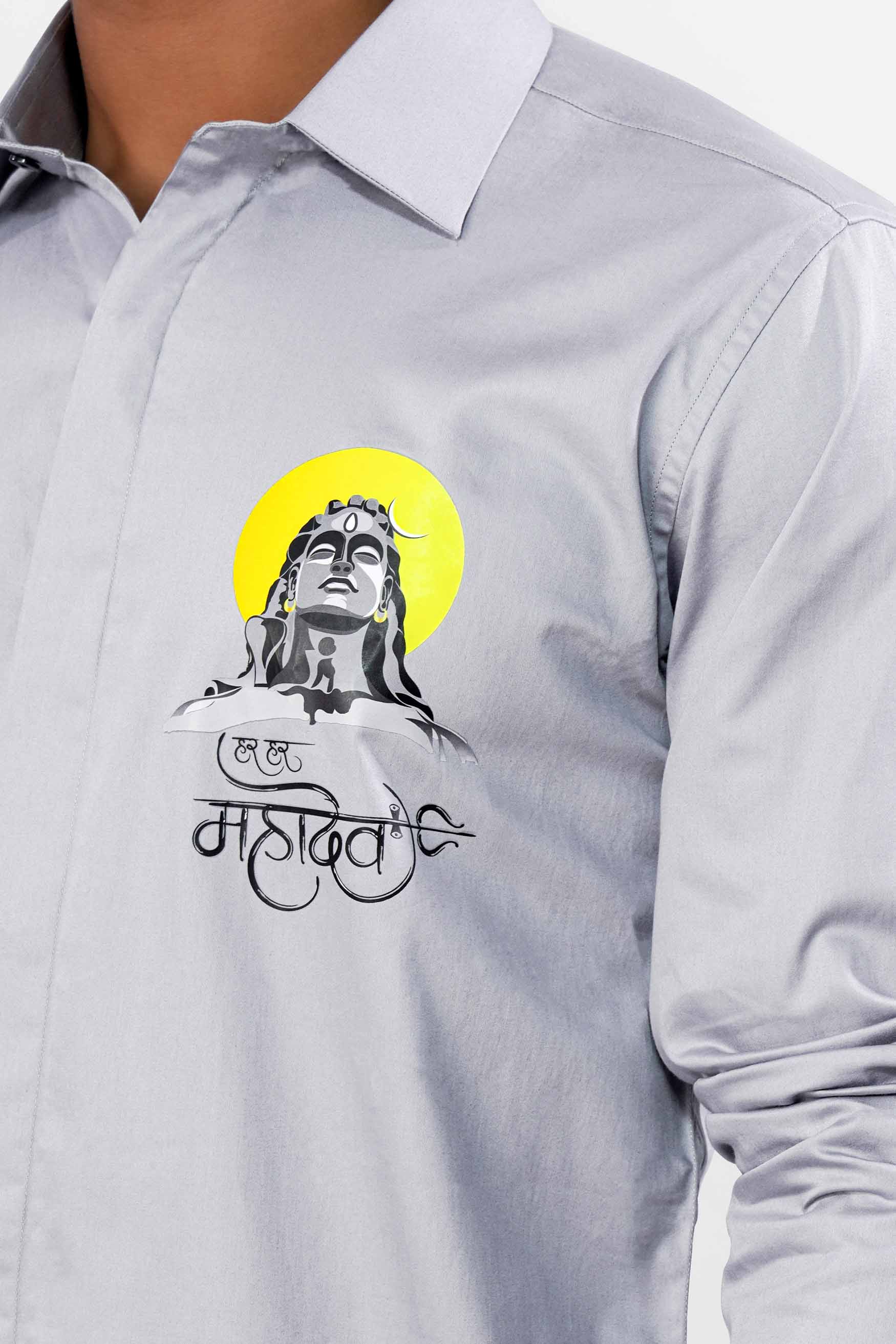 Spun Gray Lord Shiva Printed Super Soft Premium Cotton Designer Shirt
