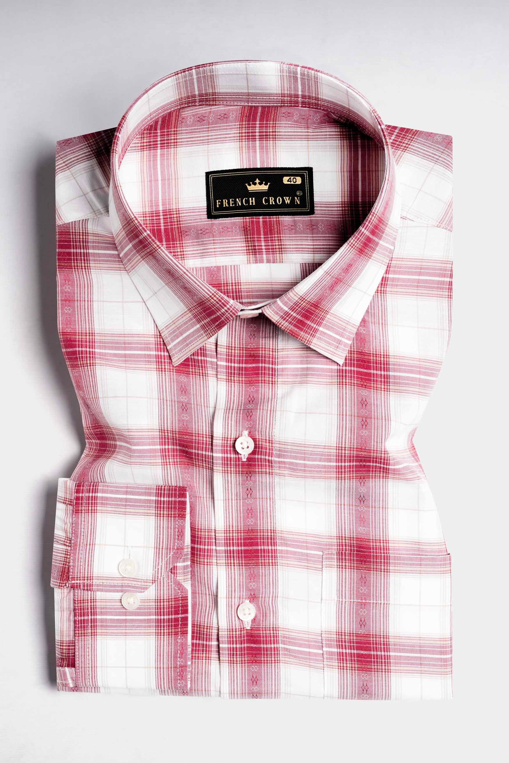 Melrot Red and White Plaid Premium Cotton Shirt