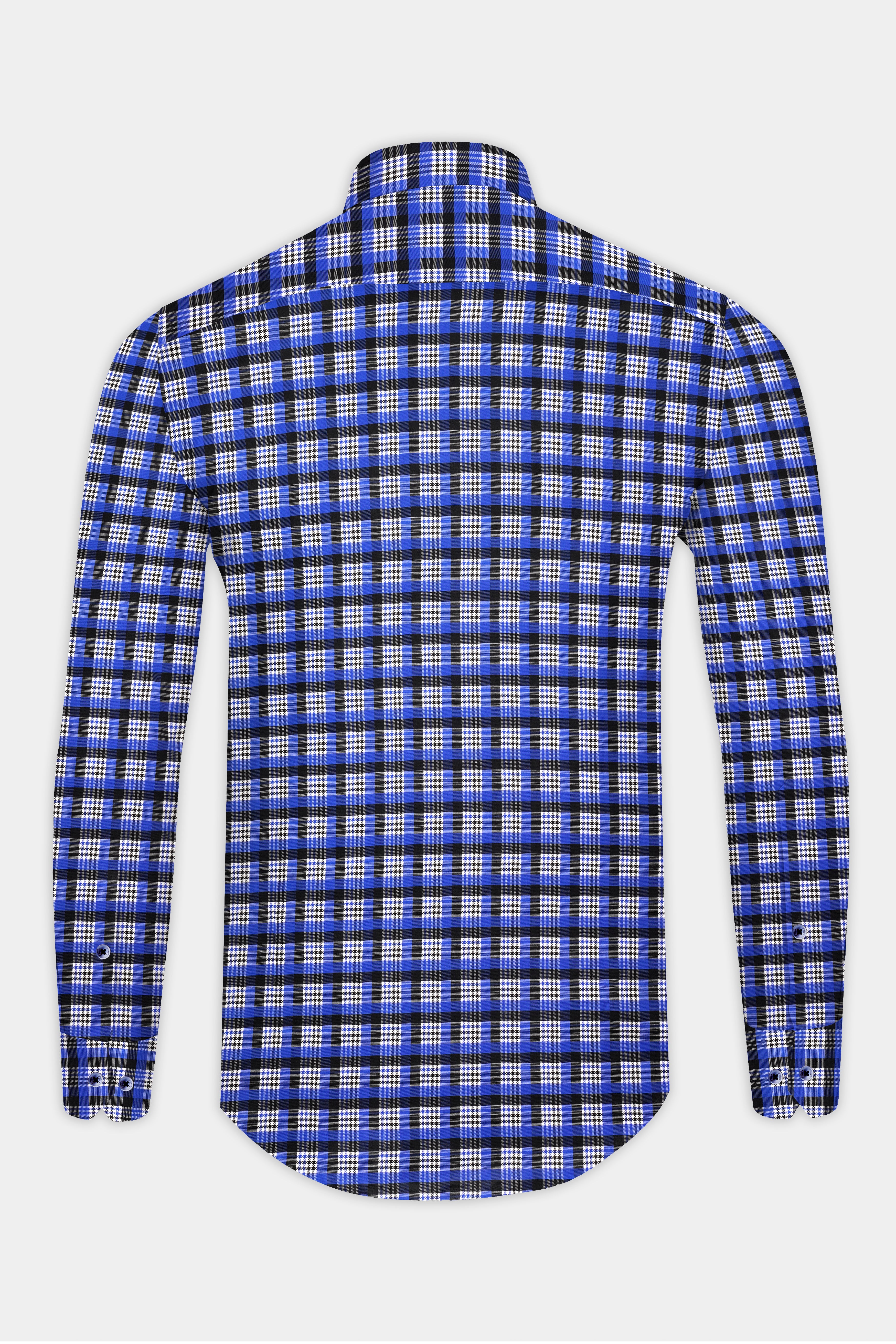 Azul Blue with White and Black Checkered Houndstooth Shirt