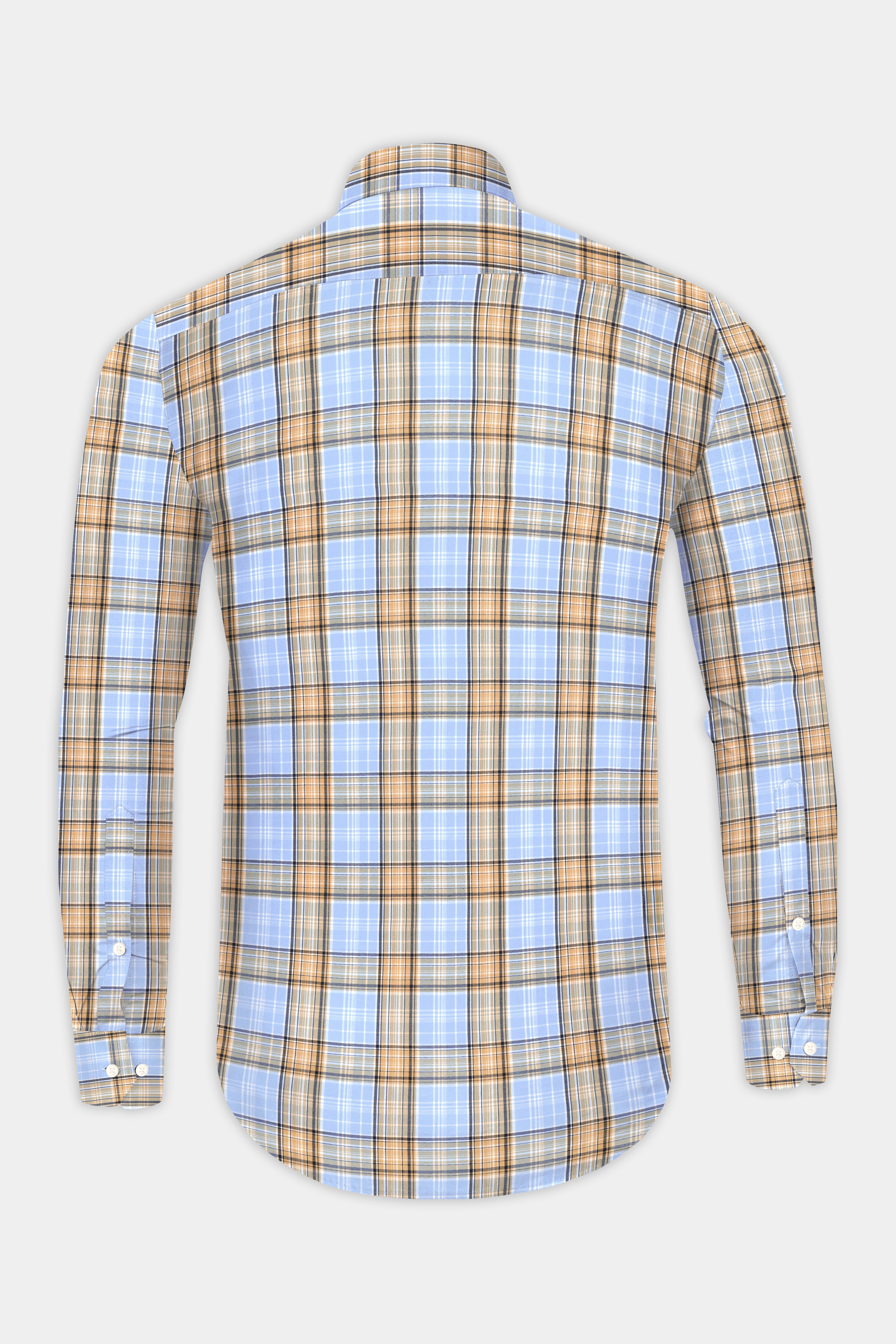 Perano Blue with Apache Brown Twill Plaid Premium Cotton Shirt